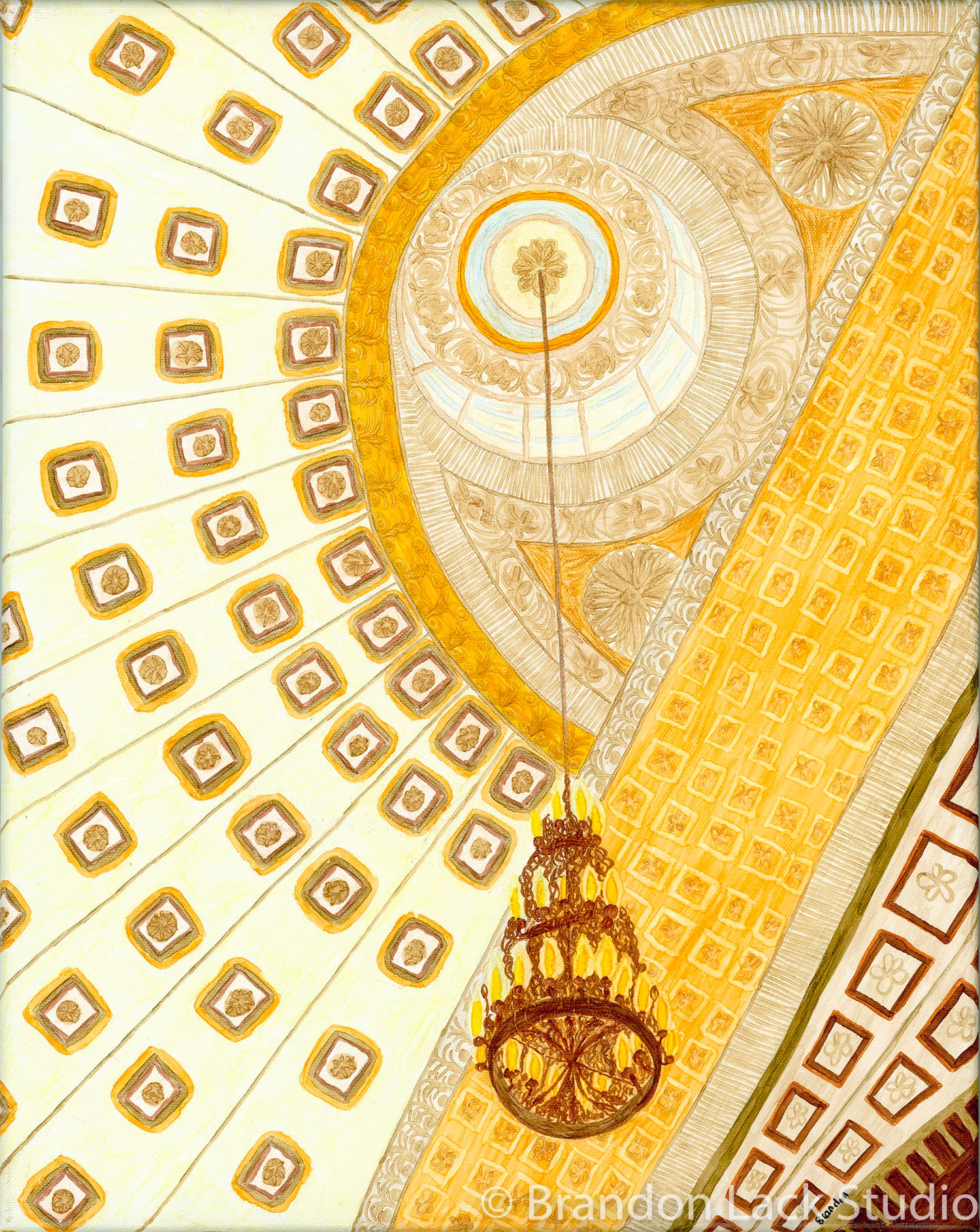 The Chandelier, August 2017. Paint pens on canvas. 16x20 inches. Painted sides and unframed.