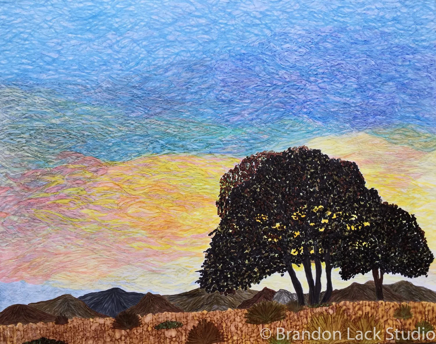 Another Sunrise, March 2016. Paint pens on canvas. 16x20 inches. Unframed.