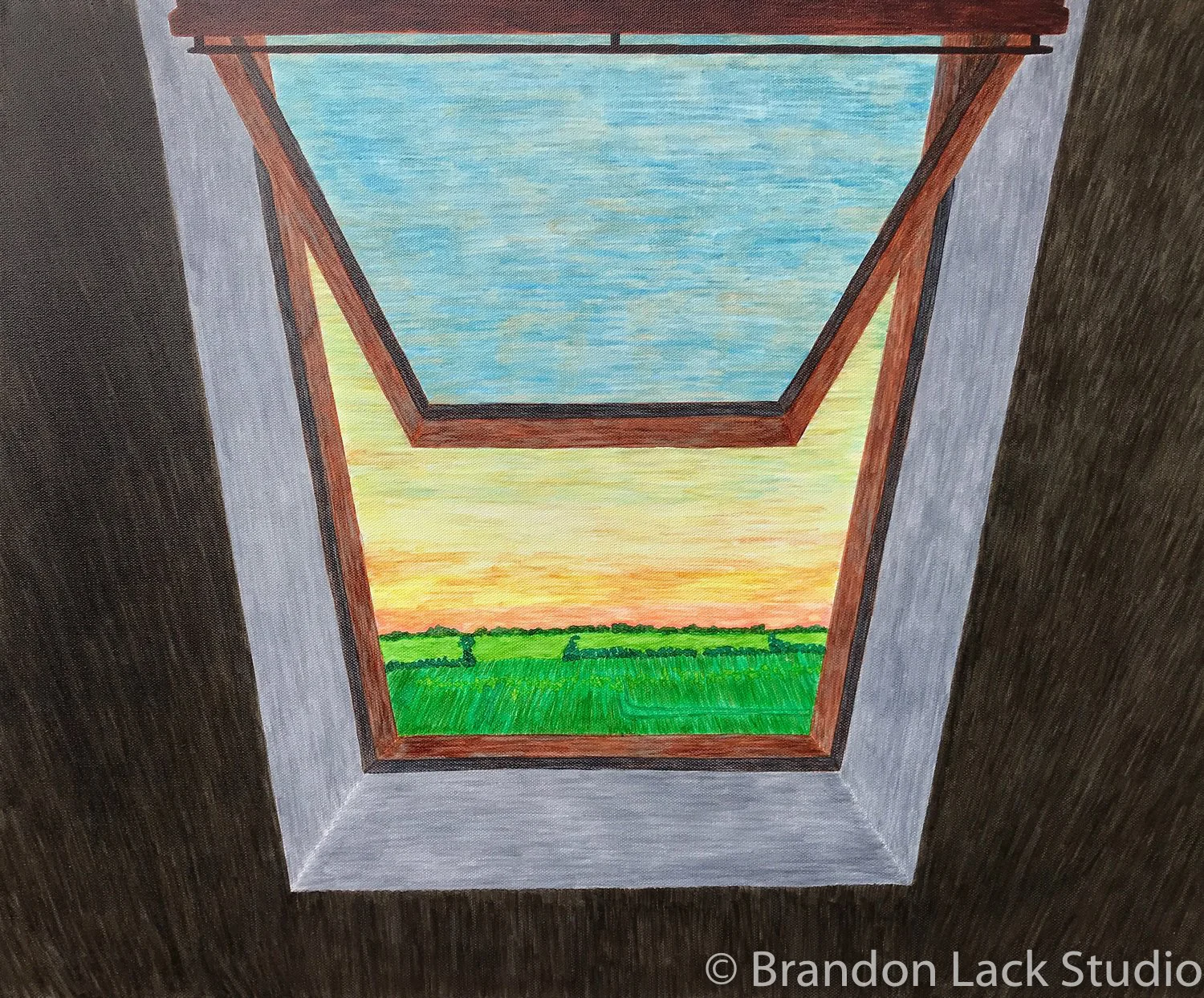 Jørn's Window, November 2017. Paint pens on canvas. 20x24 inches. Unframed.