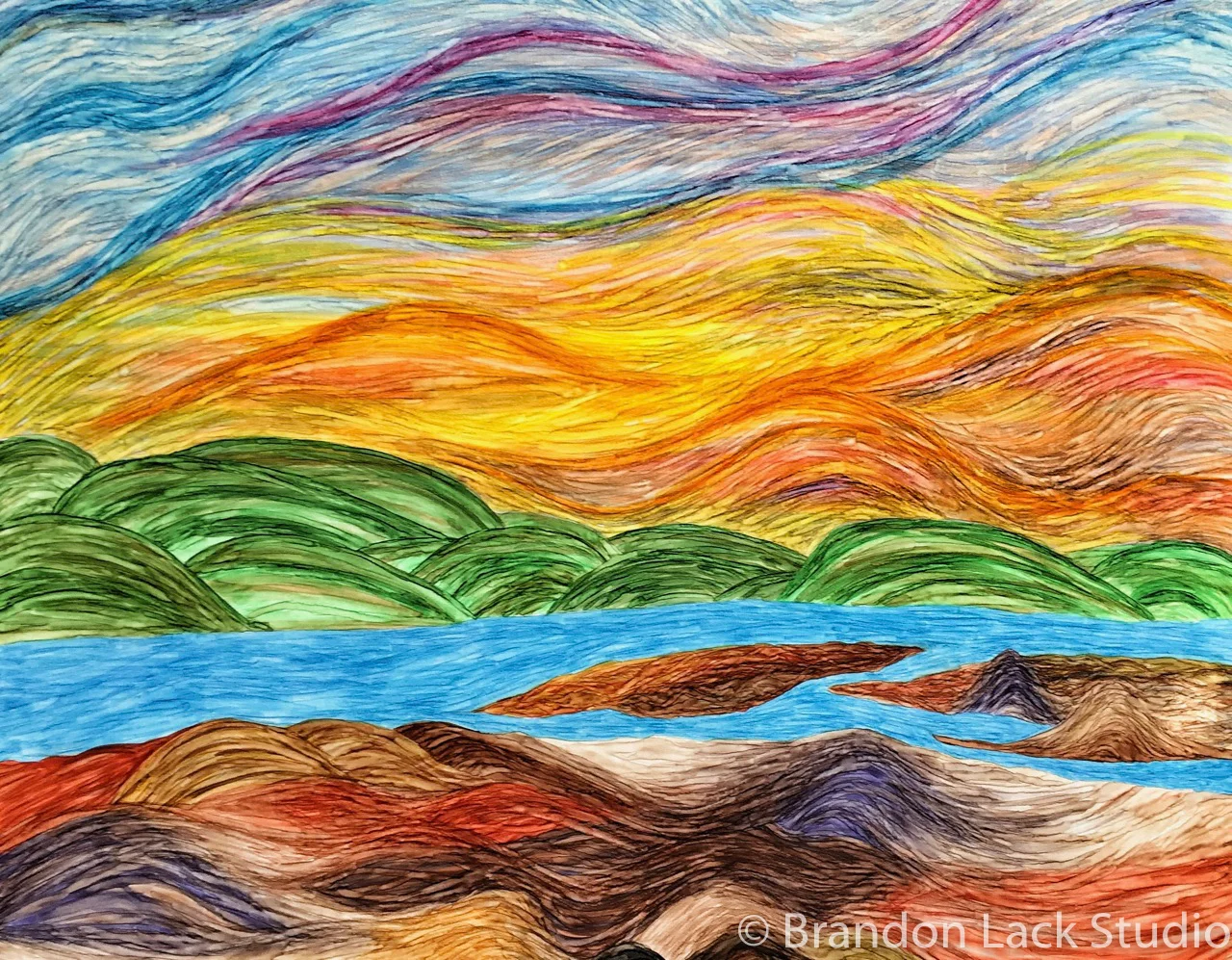 Nice Day, October 2016. Paint pens on canvas. 16 x 20 inches. Unframed.