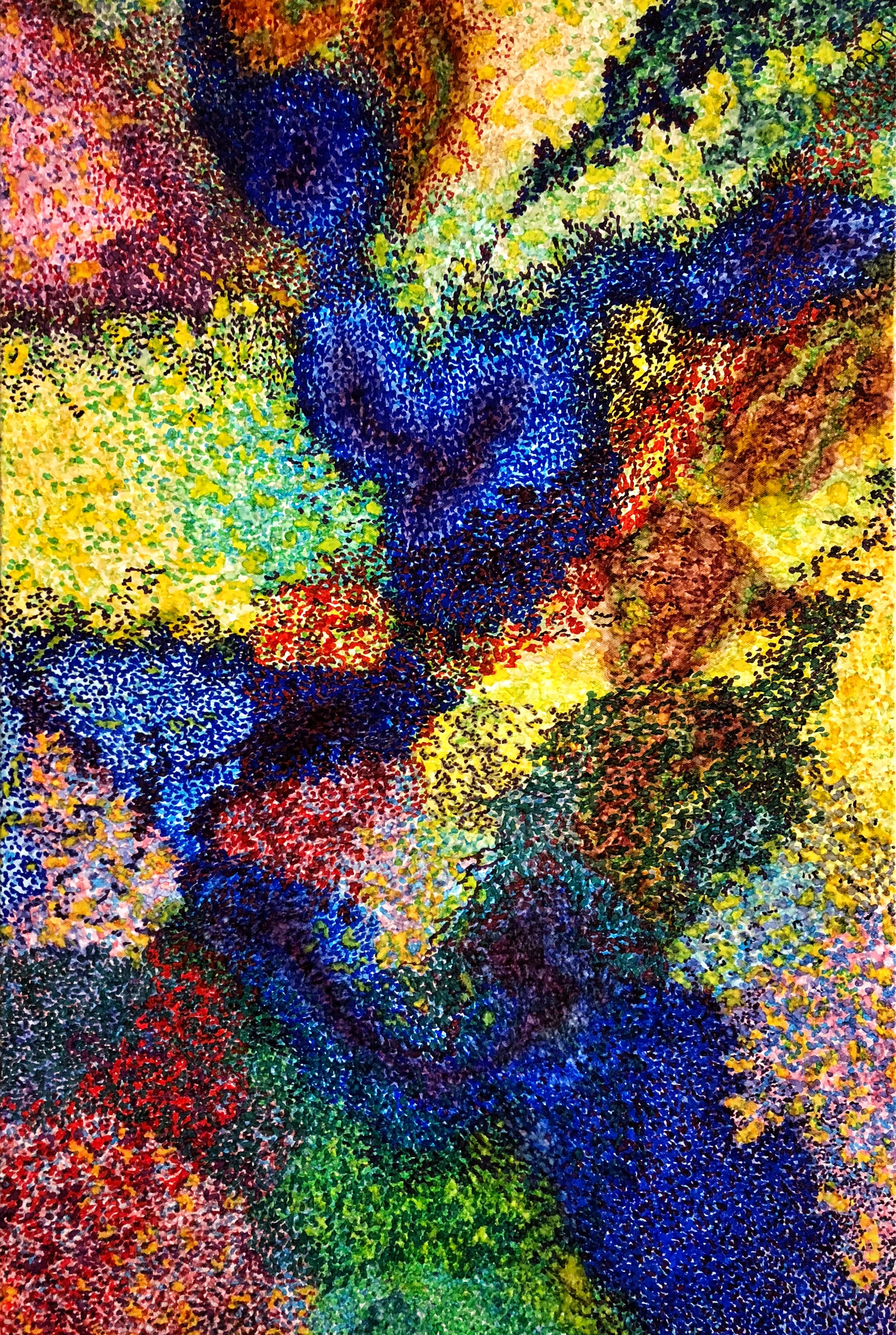 Love to Shanghai, September 2018. Paint pens on stretched canvas. 24x30 inches. Unframed with finished sides.