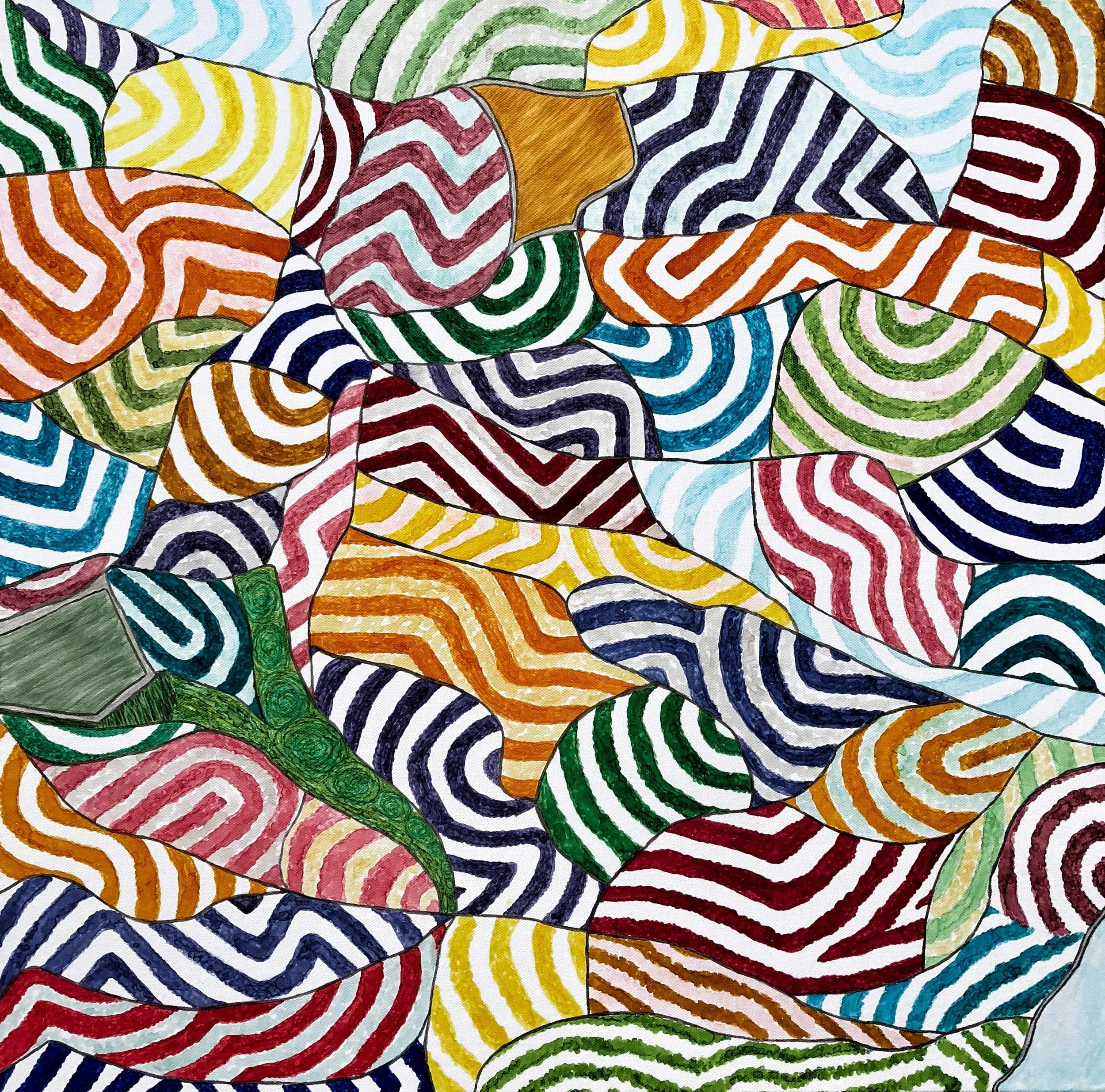Happy Farm, October 2018. Paint pens on stretched canvas. 24x24 inches. Unframed with finished sides.