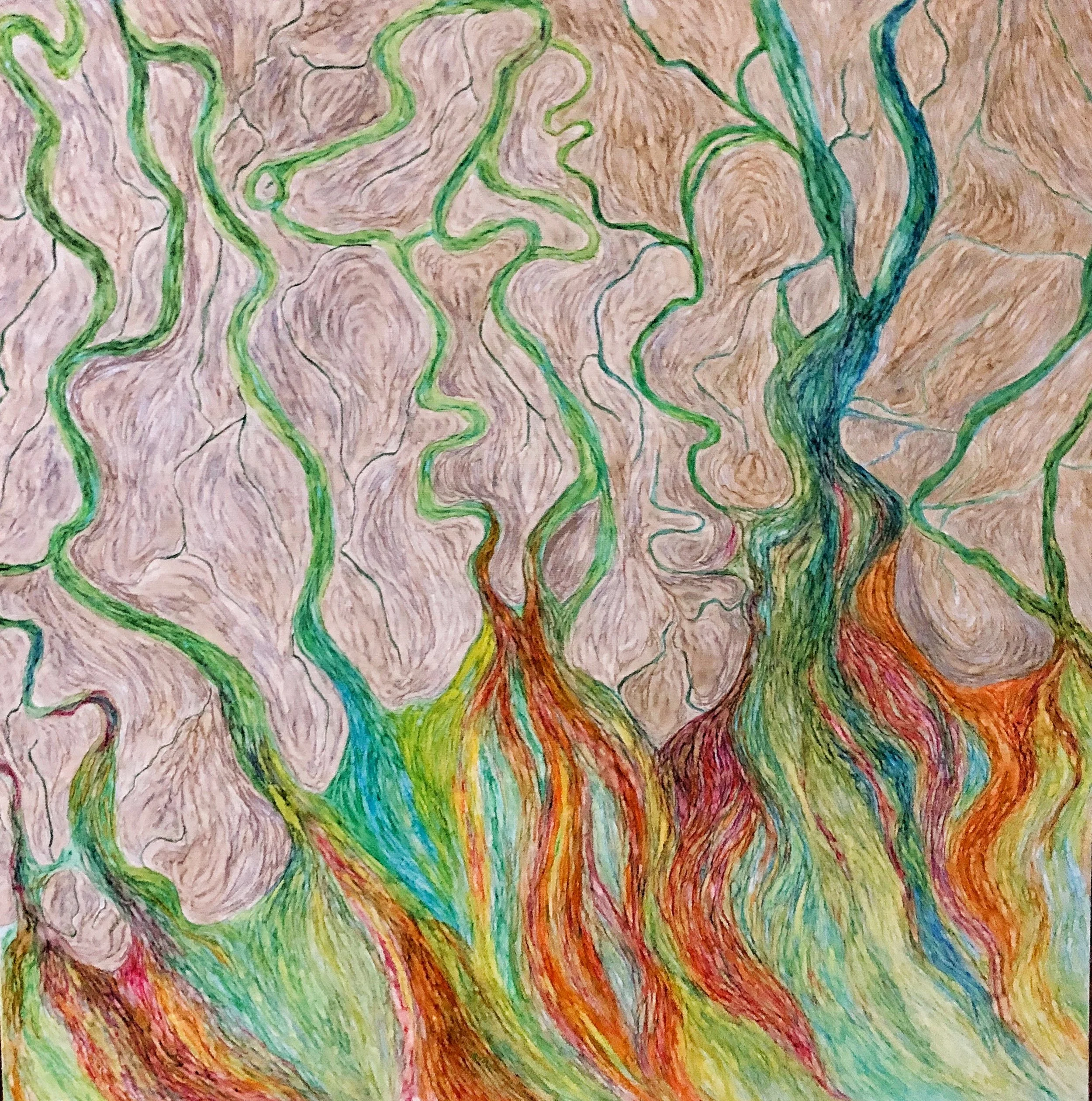 Love to India, February 2019. Paint pens on stretched canvas. 24x24 inches. Unframed with finished sides.