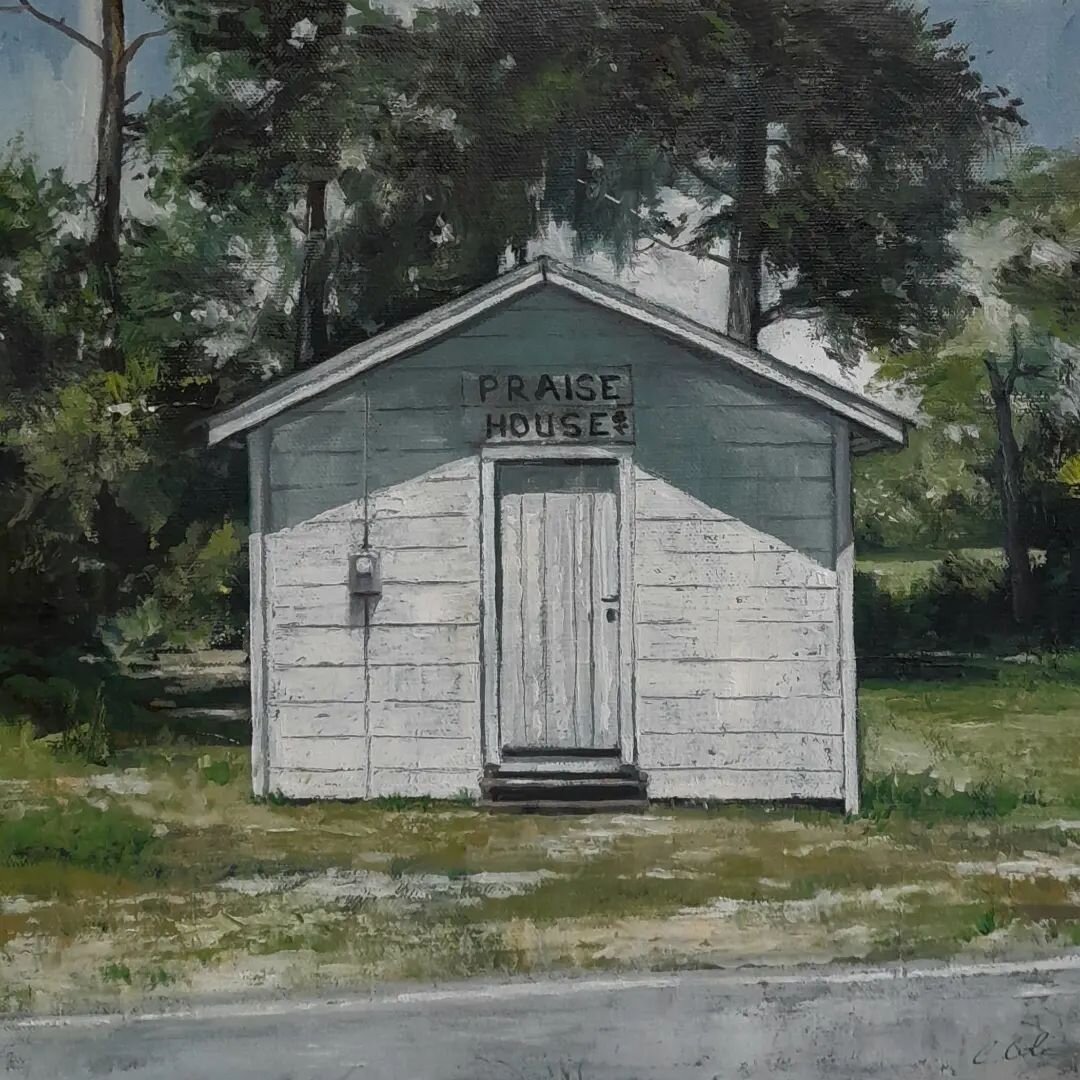 A new painting in progress of one of the few remaining low country praise houses