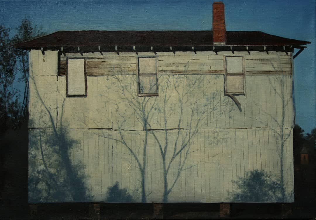 &quot;Carrsville Society Building&quot; 2020 (oil on linen), currently on exhibit @sacredheartaugusta through December 31st. 
This historic building is a hidden gem in North Augusta, SC #chadcoleart