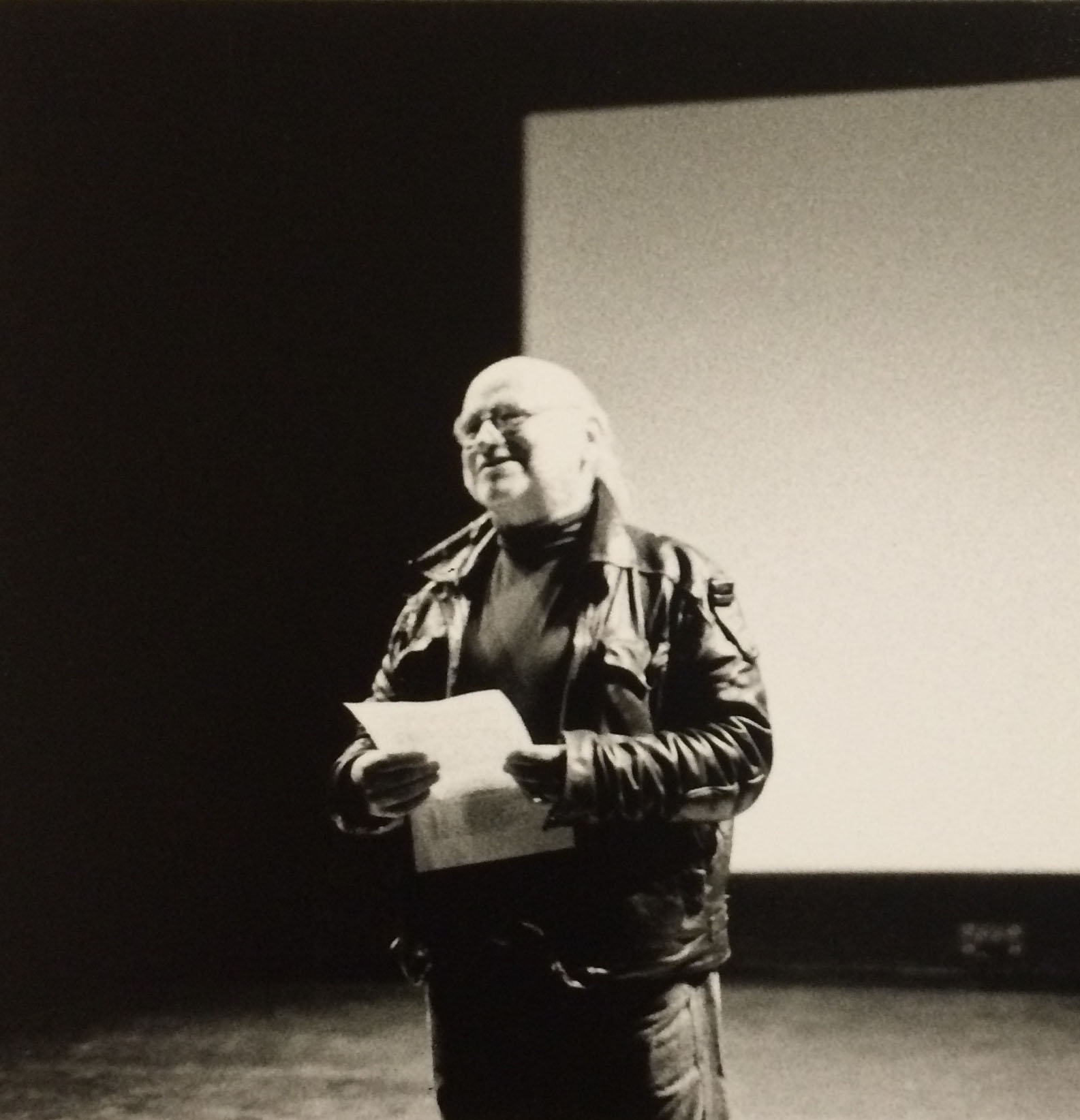  Kurt Kren during Q&amp;A post 1998 Cinematheque screening at SFAI, courtesy of San Francisco Cinematheque. 