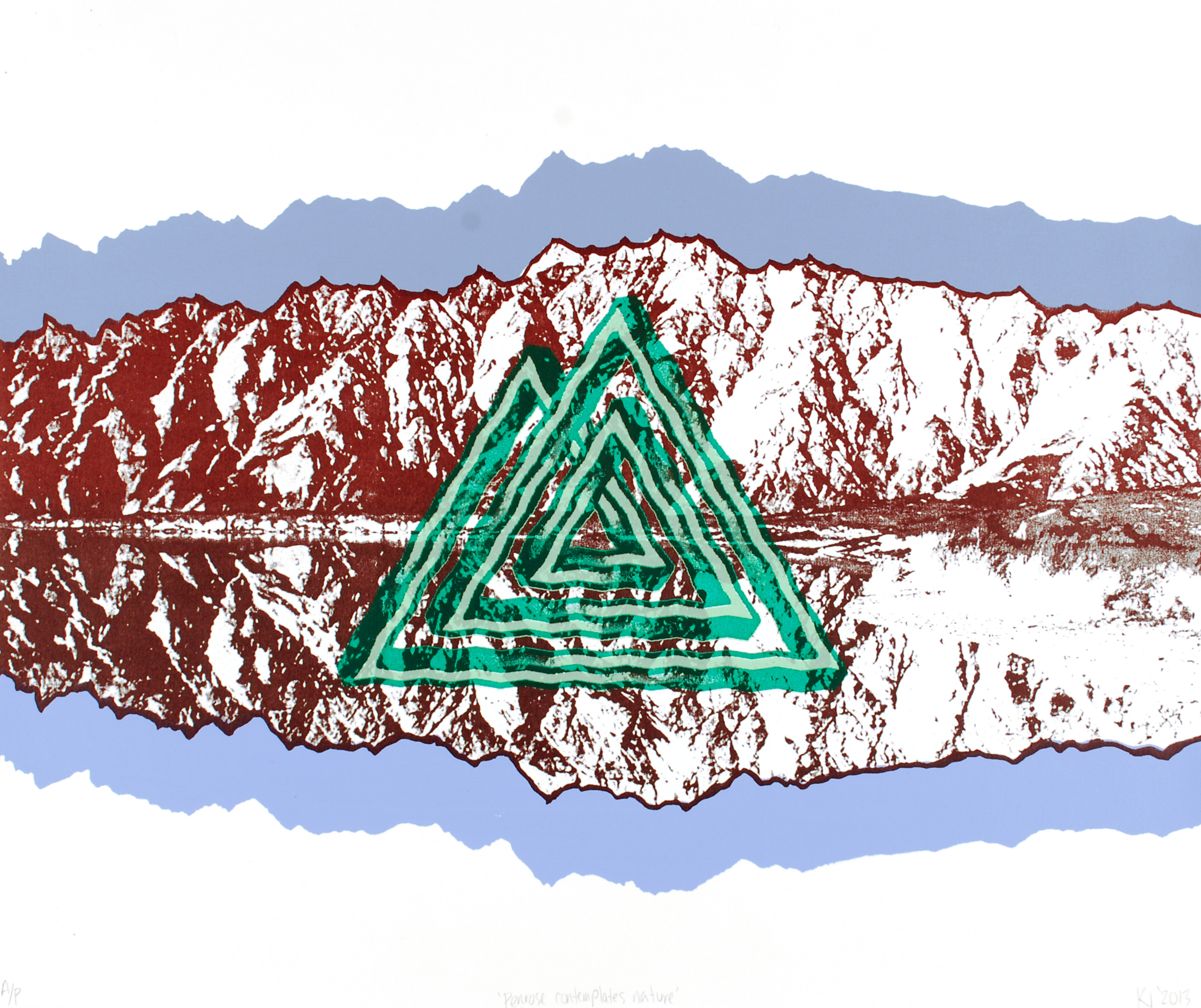   penrose contemplates the mountains   four layer screen print  edition of 25  2013 