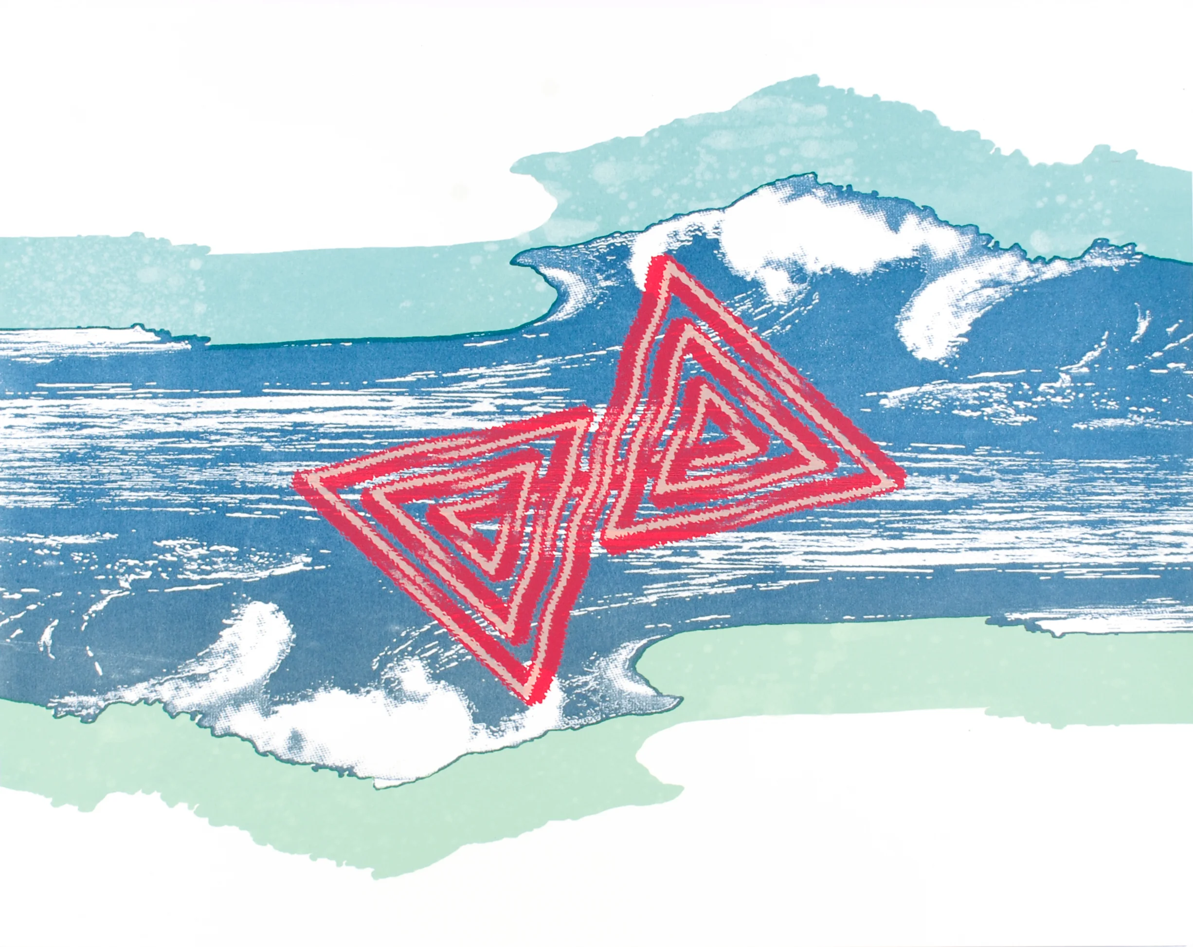  penrose contemplates the ocean   four layer screen print  edition of 25  2013 