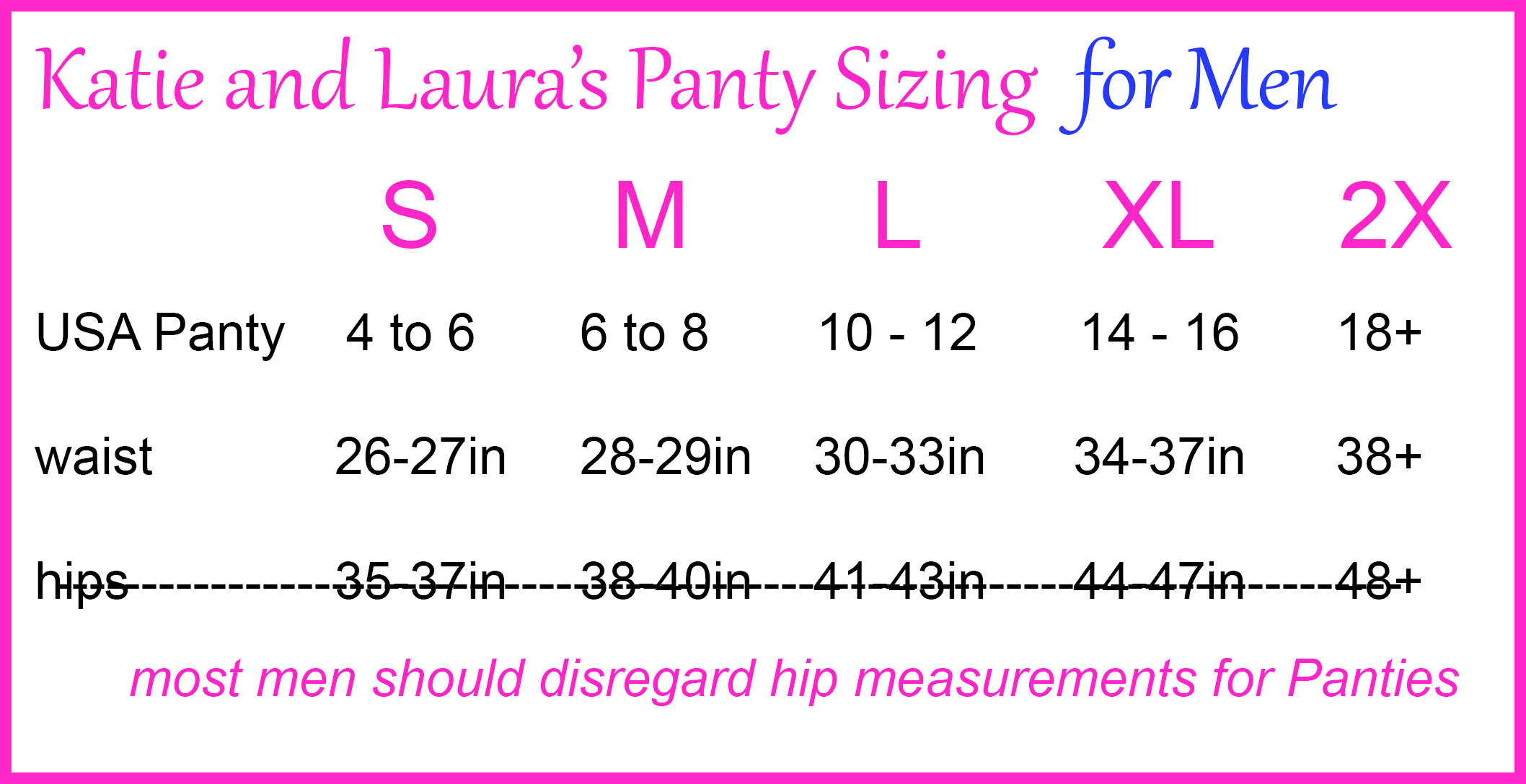 mens to womens underwear size conversion chart