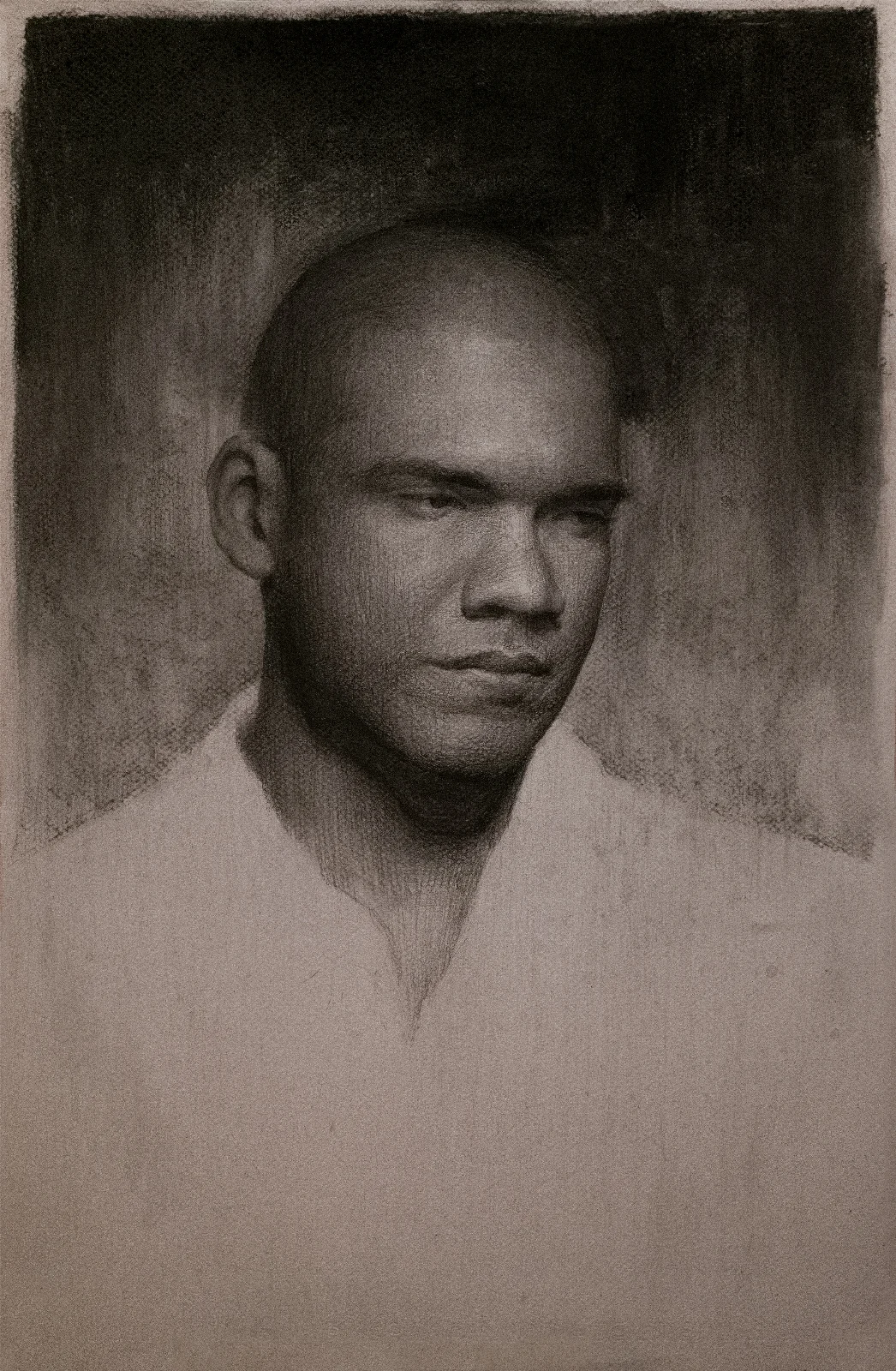 Self Portrait at 28, Charcoal and Conte on Paper, 19x12.5" 2017