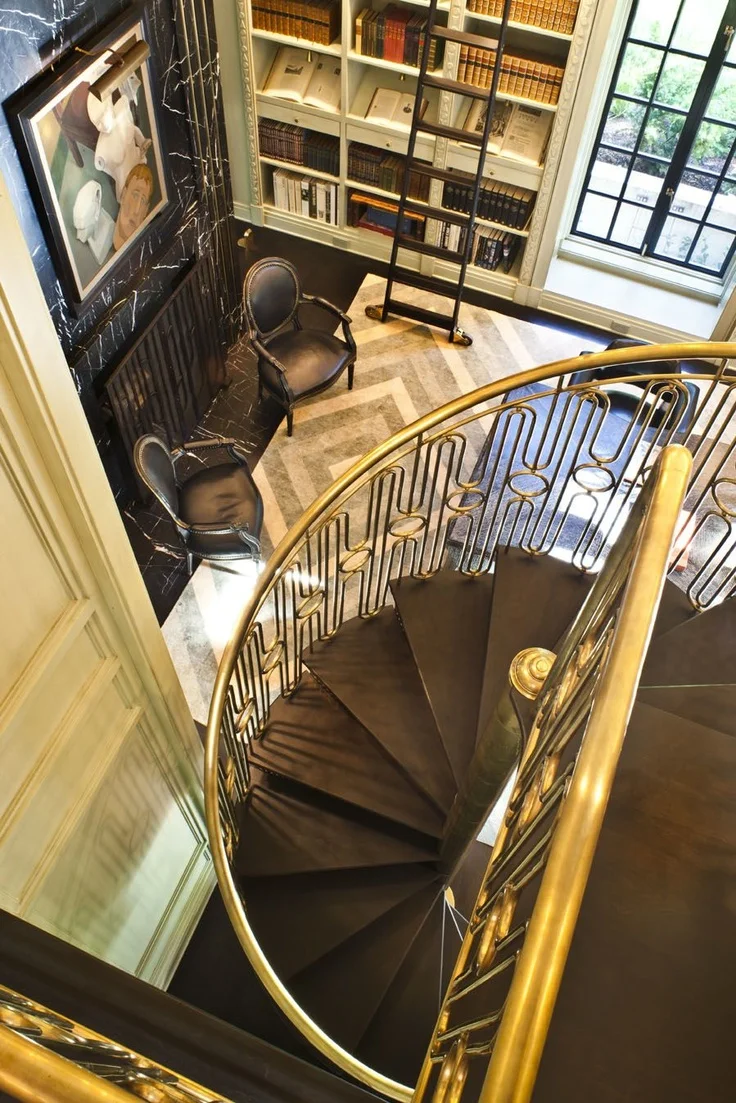 Custom circular staircase by Kelly Wearstler