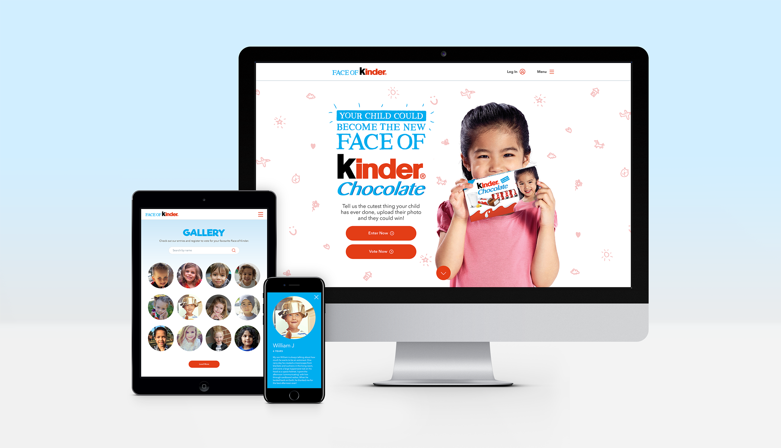 The responsive website acted as a hub for the campaign featuring a searchable gallery of entries and guiding parents and guardians through the registration and entry process.