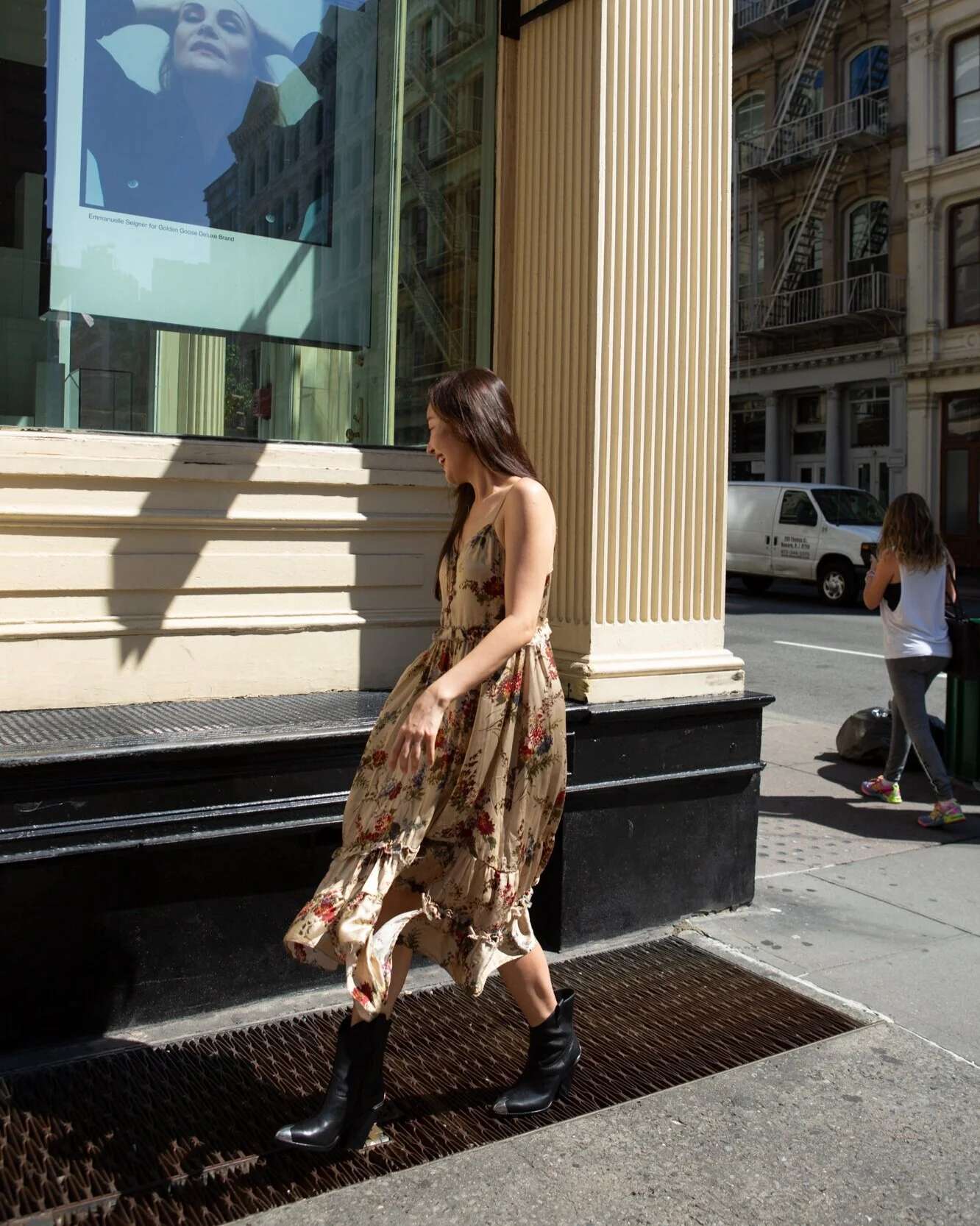 FLORAL DRESS BY R13, SHOES BY ASH