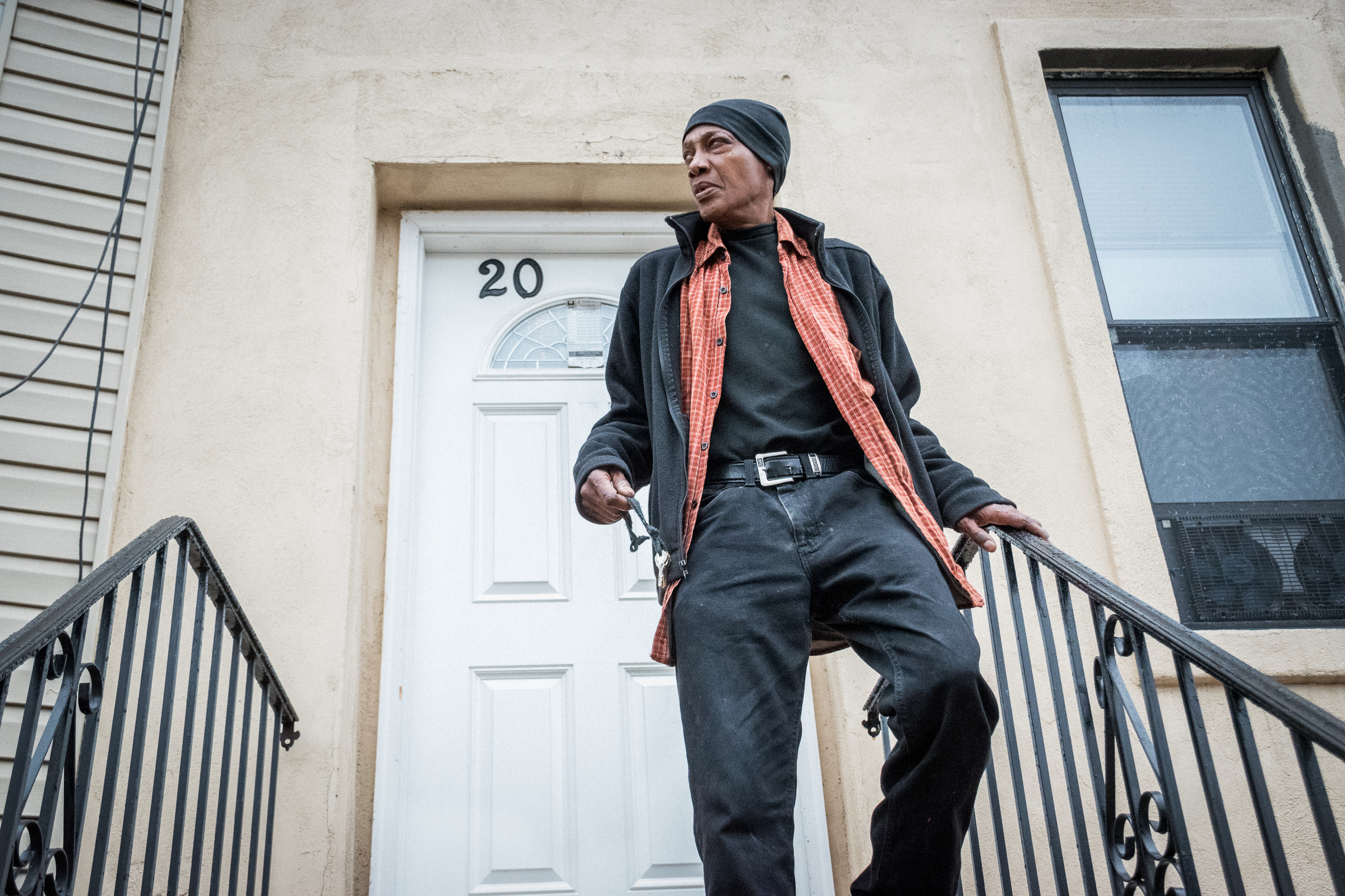 May 5, 2017- Brooklyn, N.Y., U.S.A.- Frankie leaves his home to visit his neighbour Anthony Hampton.