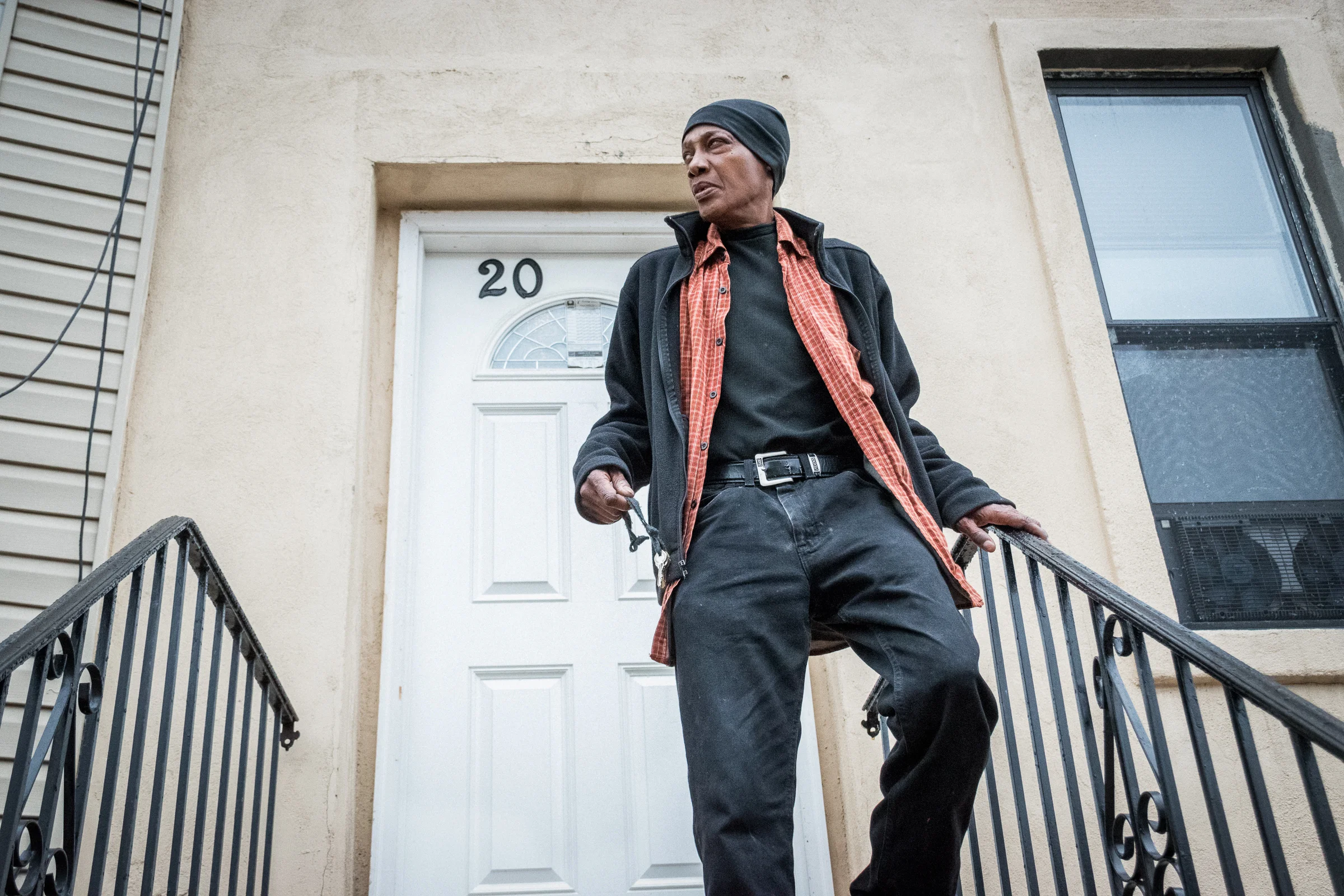 May 5, 2017- Brooklyn, N.Y., U.S.A.- Frankie leaves his home to visit his neighbour Anthony Hampton.