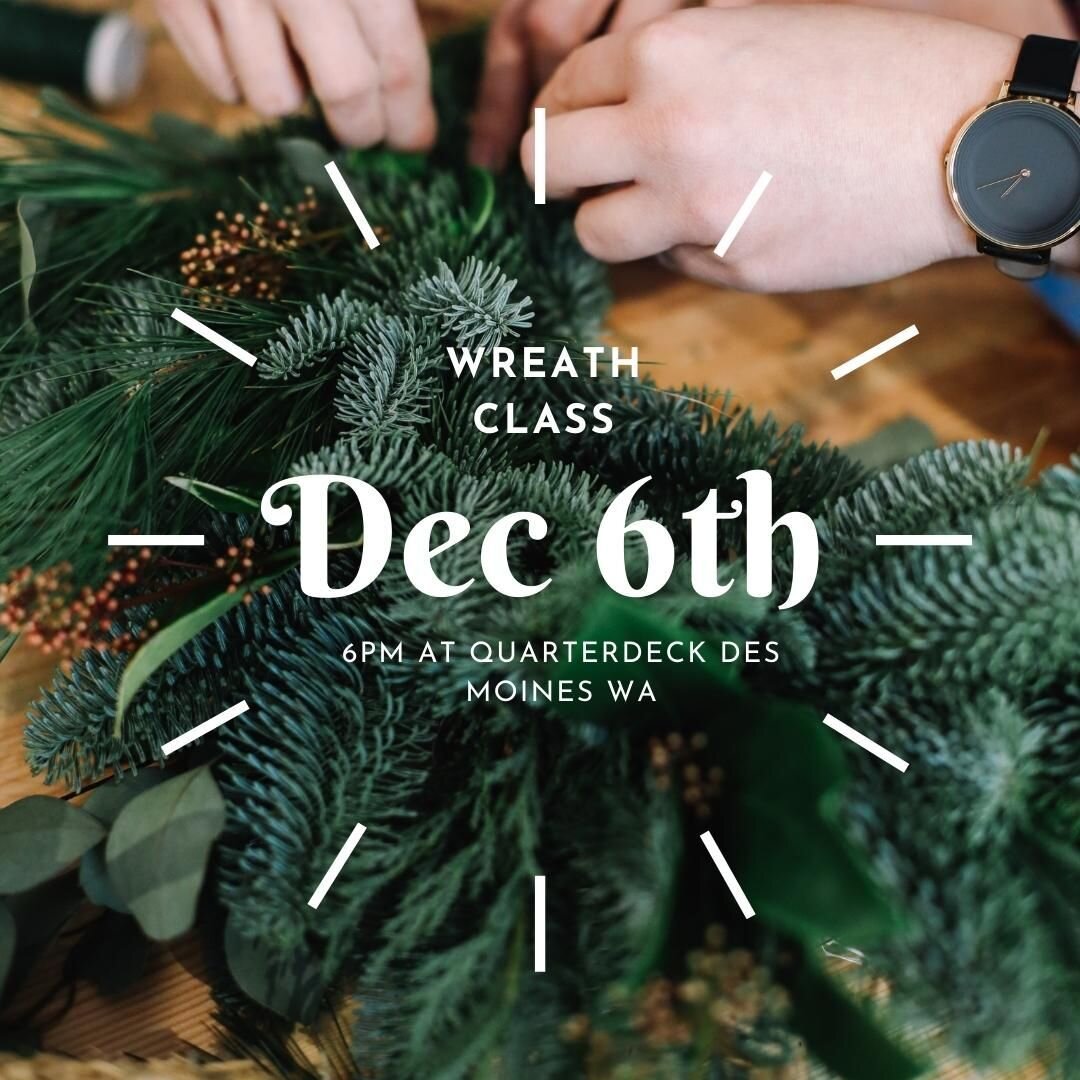 This is the last Wreath Workshop on the books for the season! It's almost half full!!! These classes have been a huge success this year. I think everyone has been dying to get out and do something crafty with friends! 
Come join us! Your first drink 