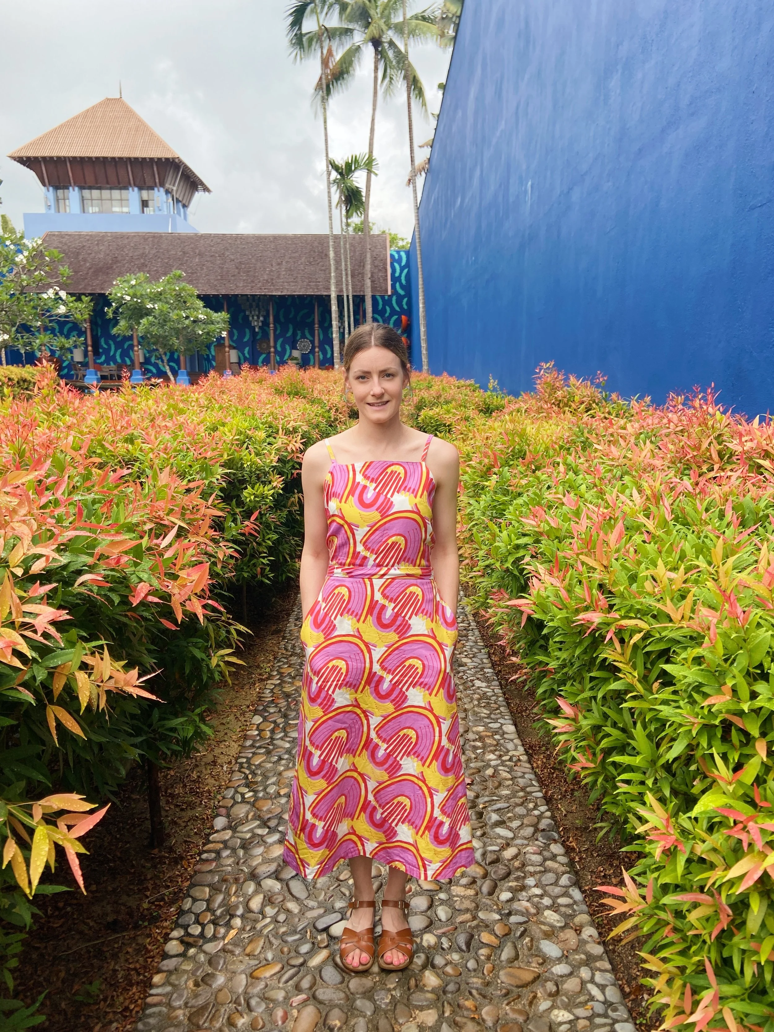 New Look N6666 halter dress in bright Katie Kortman fabric