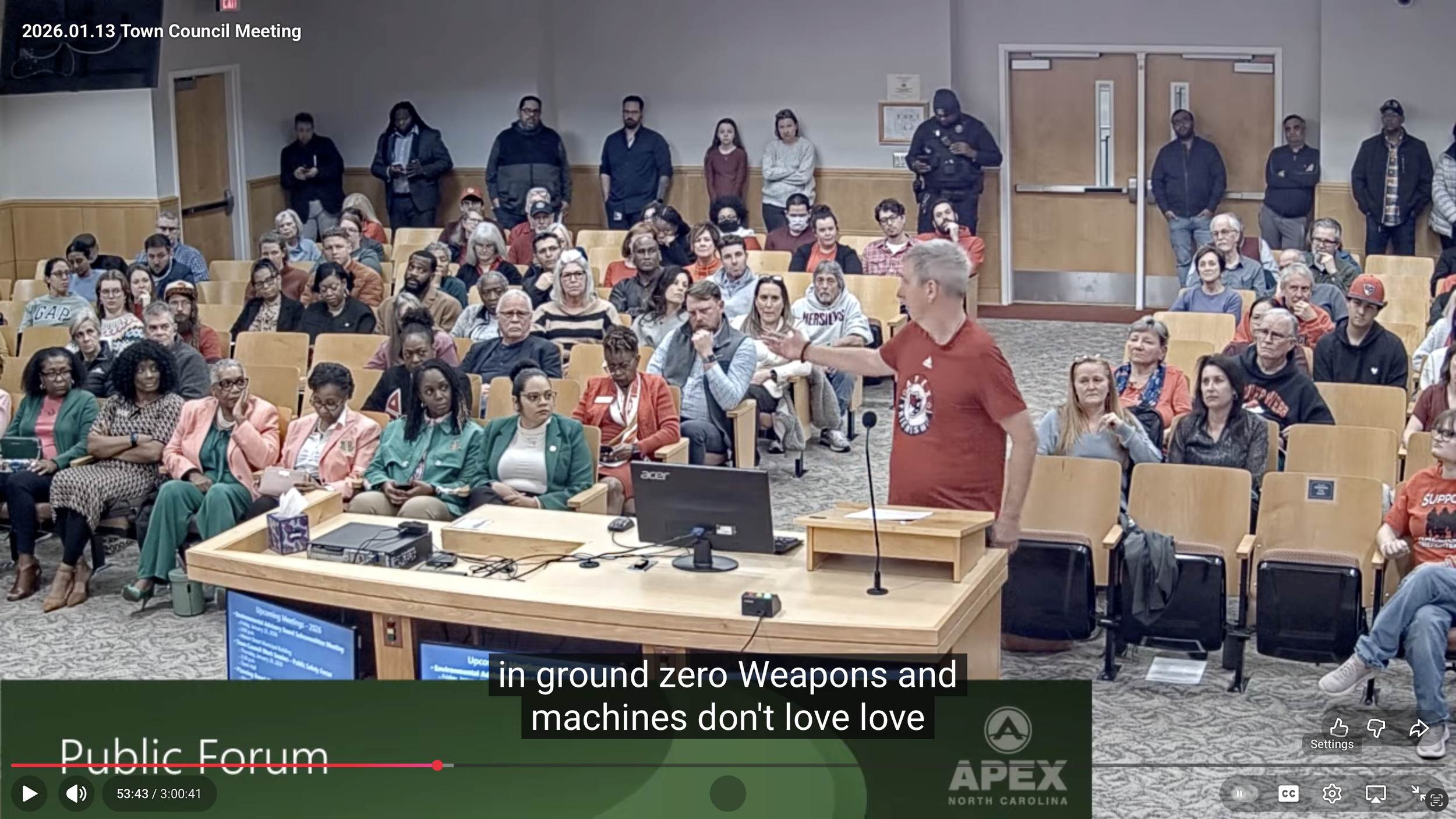 Speech to the Apex Town Council