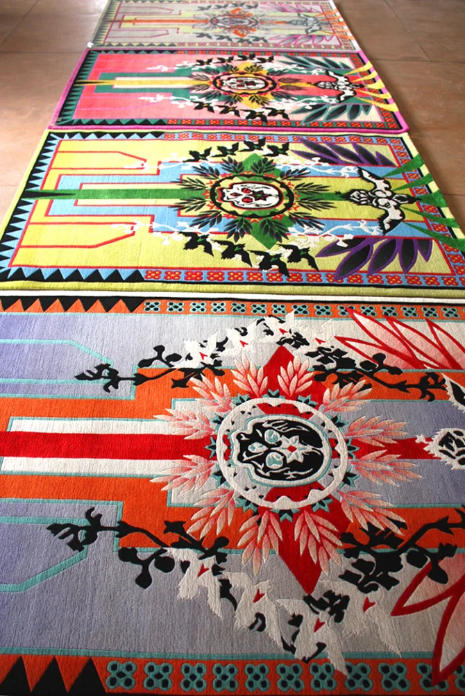 Series 1 of the limited edition Prayer Rug in six unique colours | Hand-knotted in wool and silk | 4'x6' | Client: Reznick Carpets | 2012