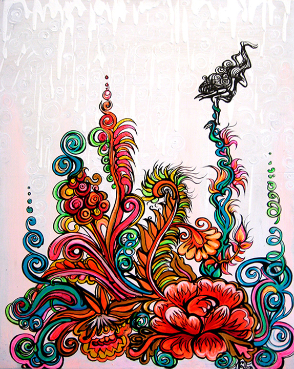  Falling In Love, Gouache &amp; Ink on Canvas, 2008 