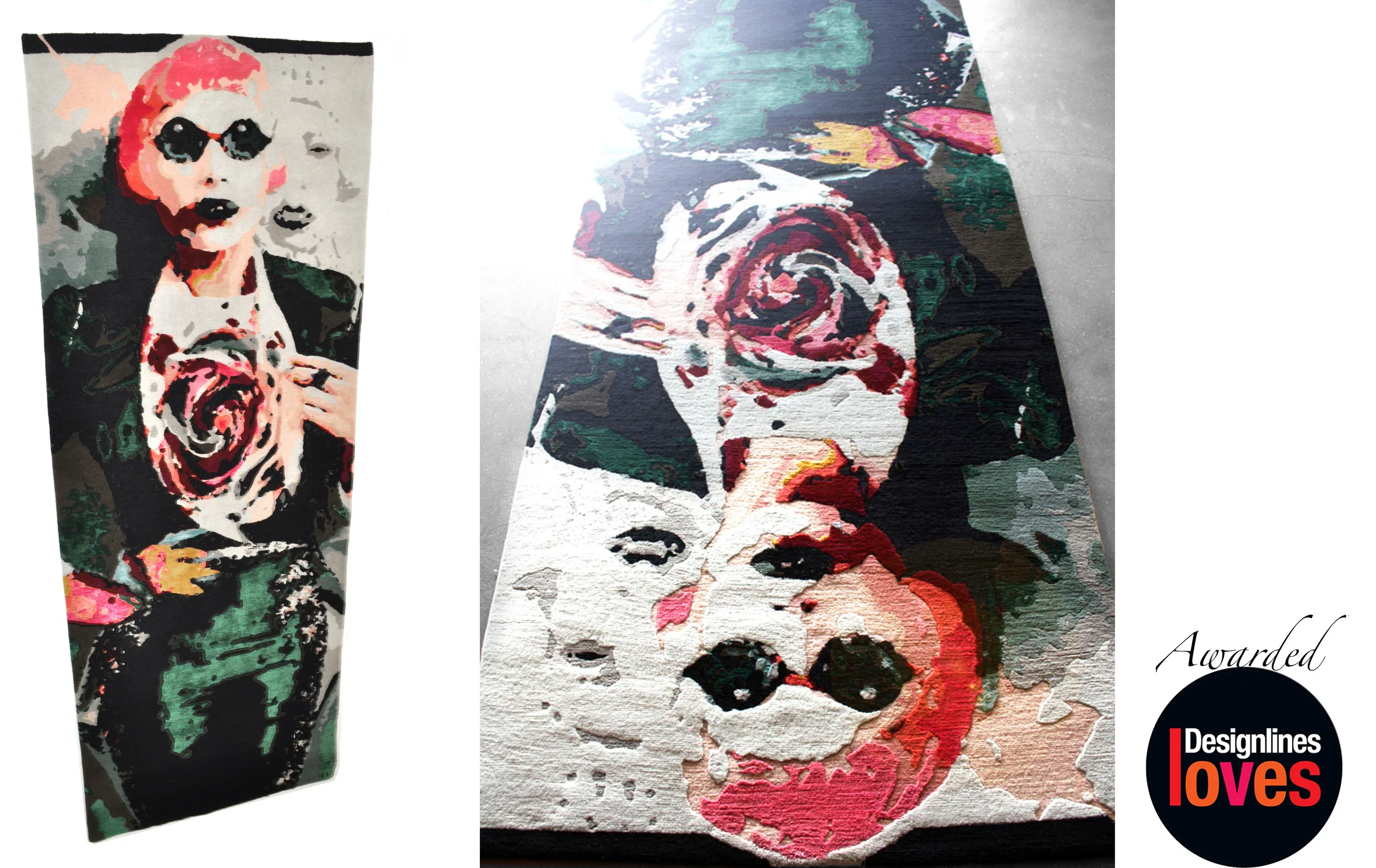 Limited Edition 1/1 | A tribute to Lady Gaga , this piece won the DesignLines Loves Award at the Interior Design Show in 2013 | Hand knotted in Wool & Silk | 3'x8' | 2013