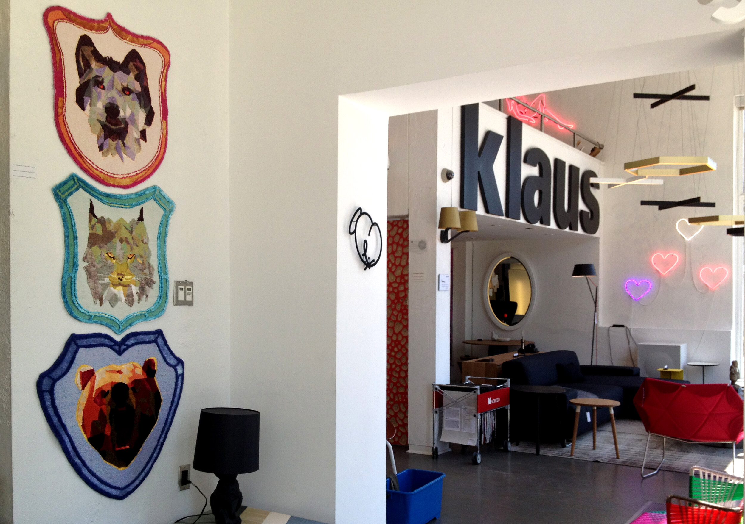   Animal Crests  featured in the KLAUS showroom. 