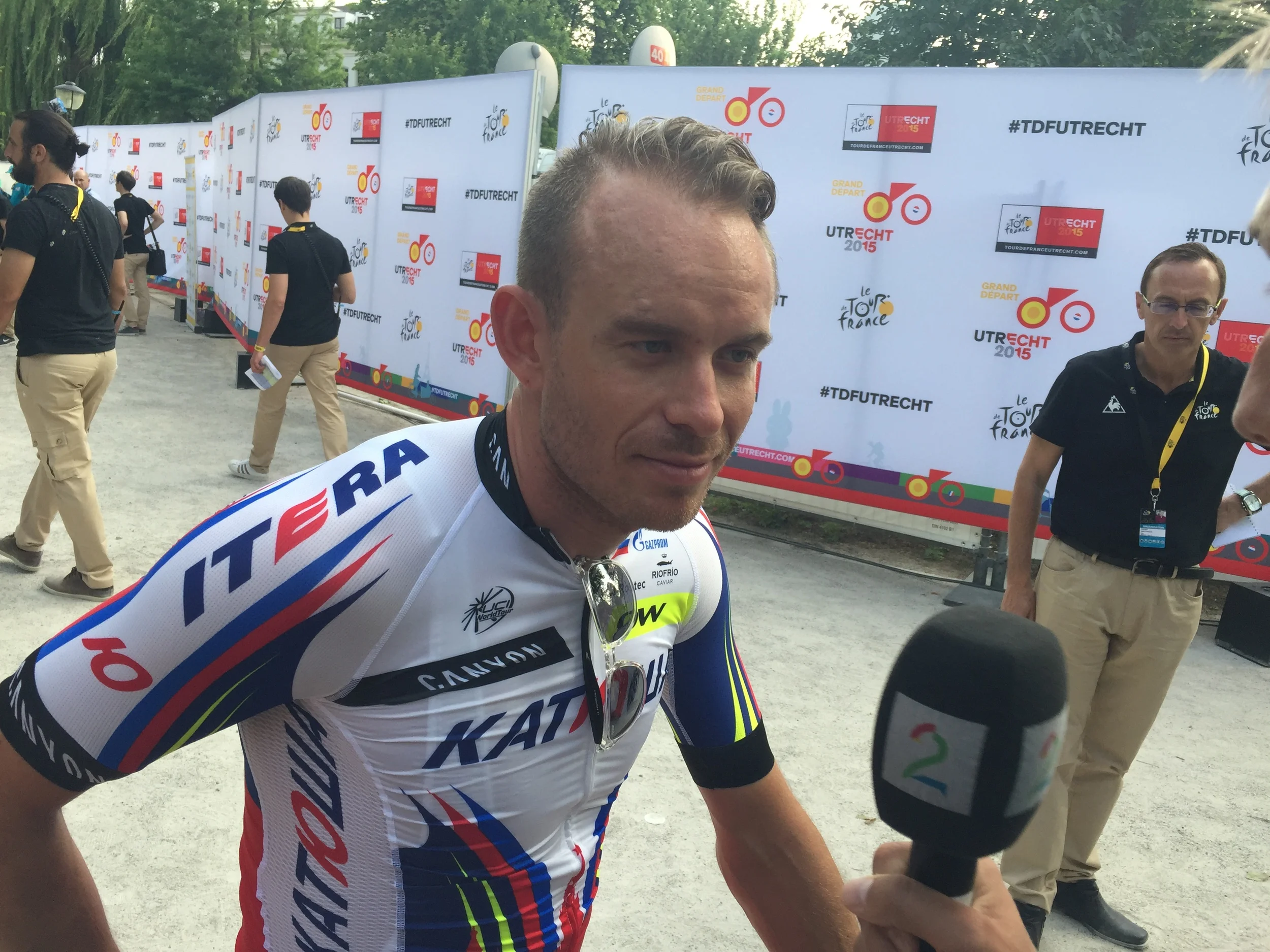 Alexander Kristoff er min favoritt til den grønne trøya i år. Her fotografert under lagpresentasjonen i Utrecht 2. juli 2015.