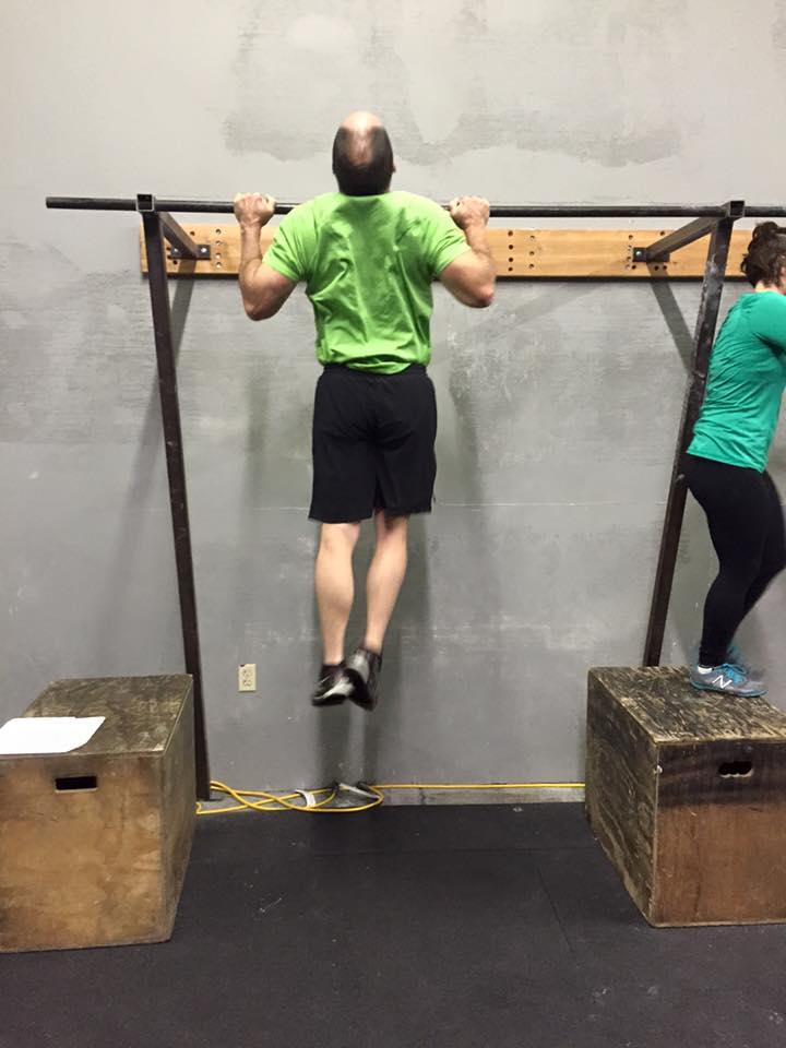 Mike J. hoping to get at least 1% better at chest to bar pull-ups.
