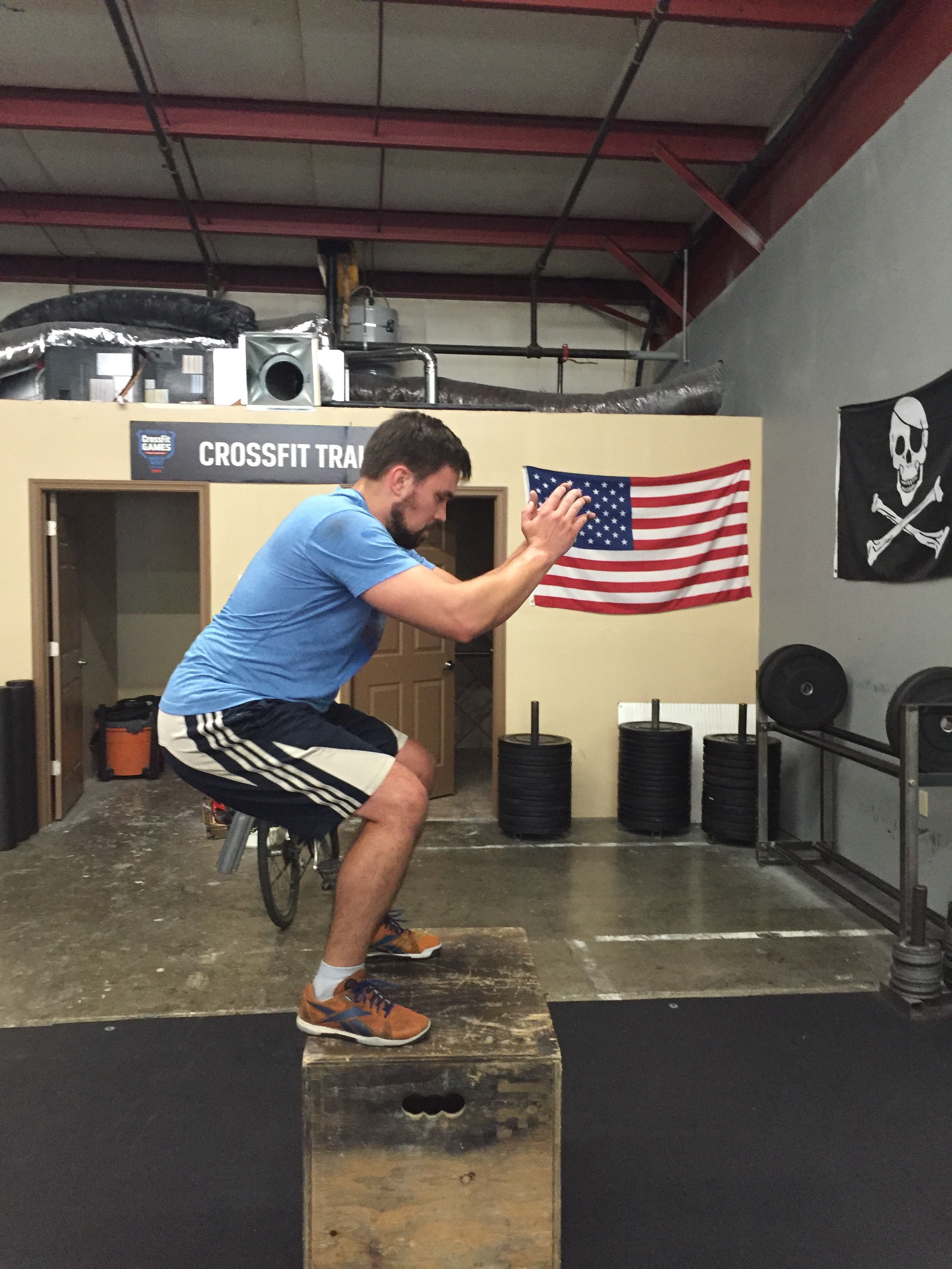 Beautiful box jump form and poise Pat!