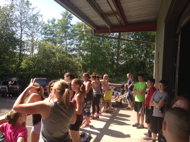 The crowd bringing the finishers in and cheering them on!