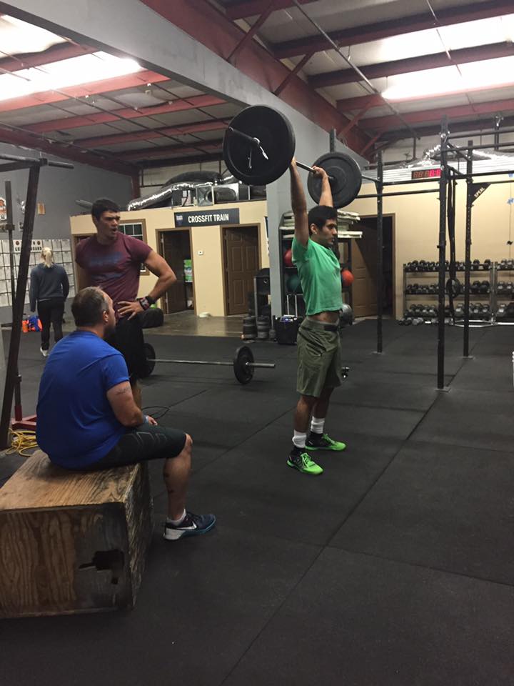 Hamid respecting the weights by putting them over his head!