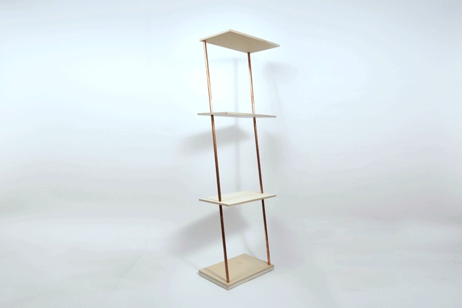The Nothing Shelf, Waxed Baltic birch wood, finish variable, maximum height 5 ft, $480