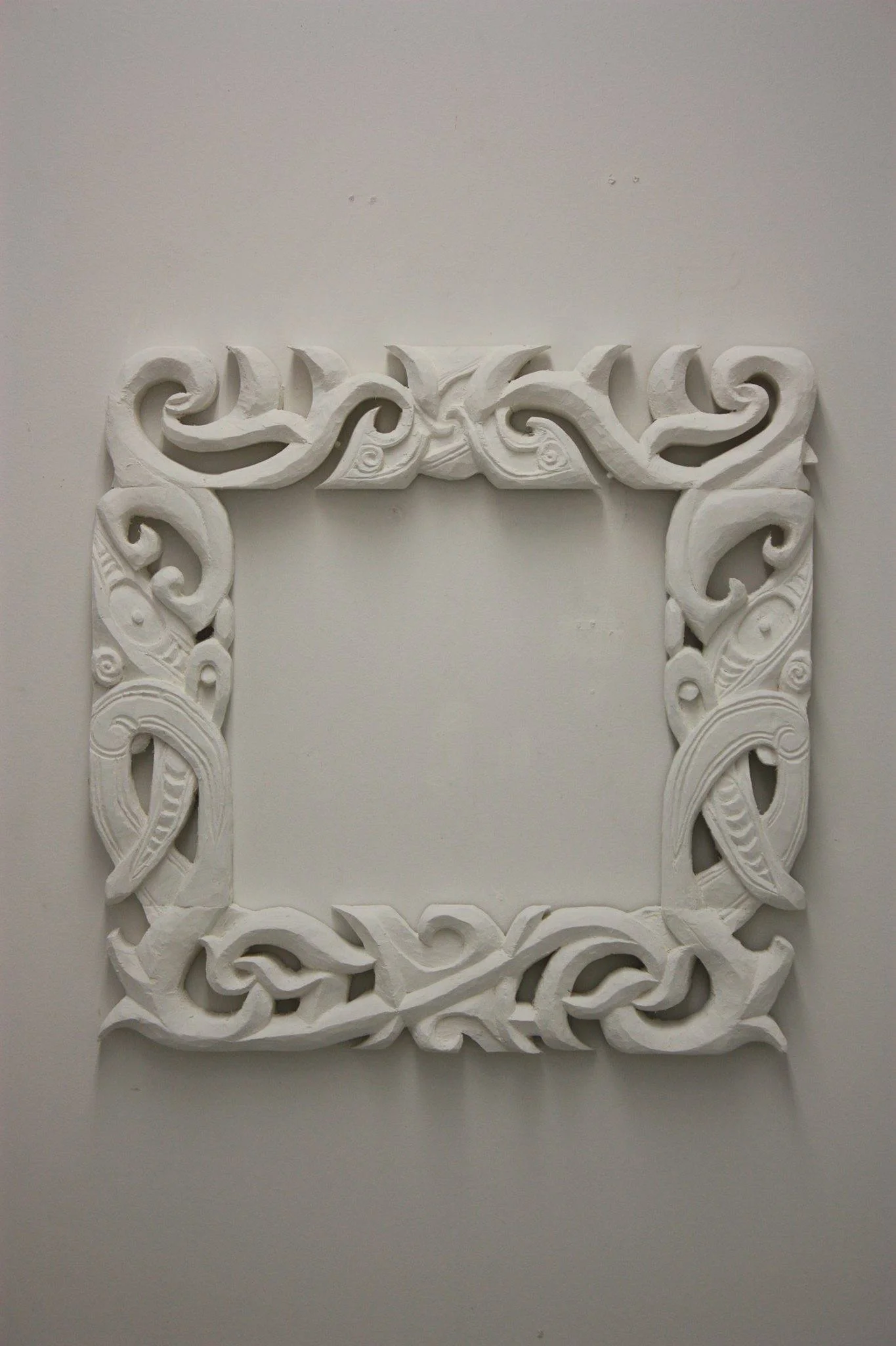 'Carved White Frame' Wood carving, 24" x 24" $3000