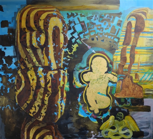 'Ruaumoko Dream,' Mixed Media on Paper, 45" x 45"