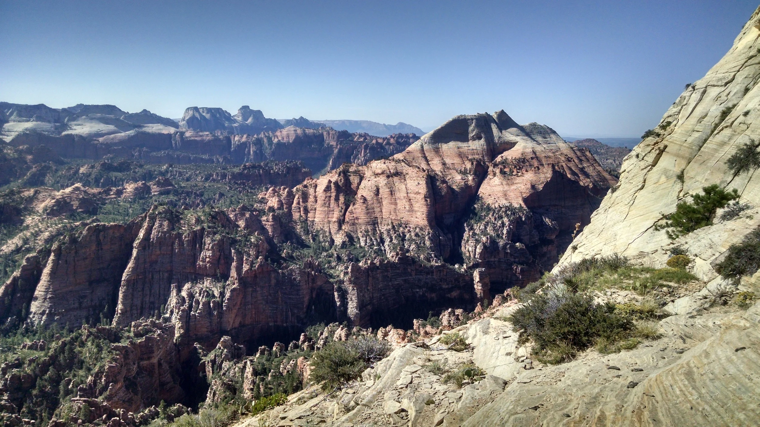 Saddle View South. South Guardian Angel, Main Zion Canyon in distance