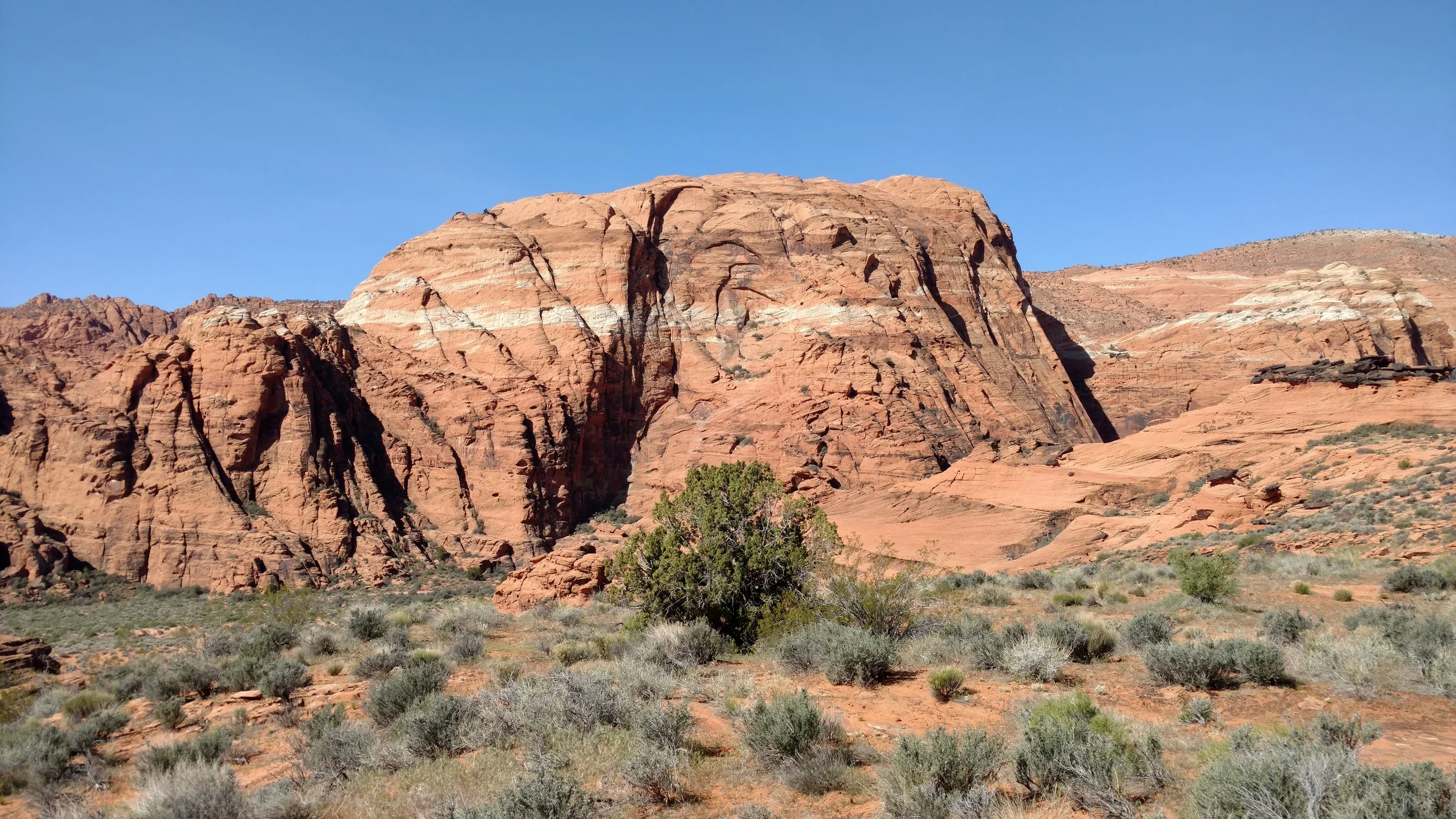 Pictograph Mountain as seen on approach near the junction of Three Ponds trail, Overlook, and Petrified Dunes trails.