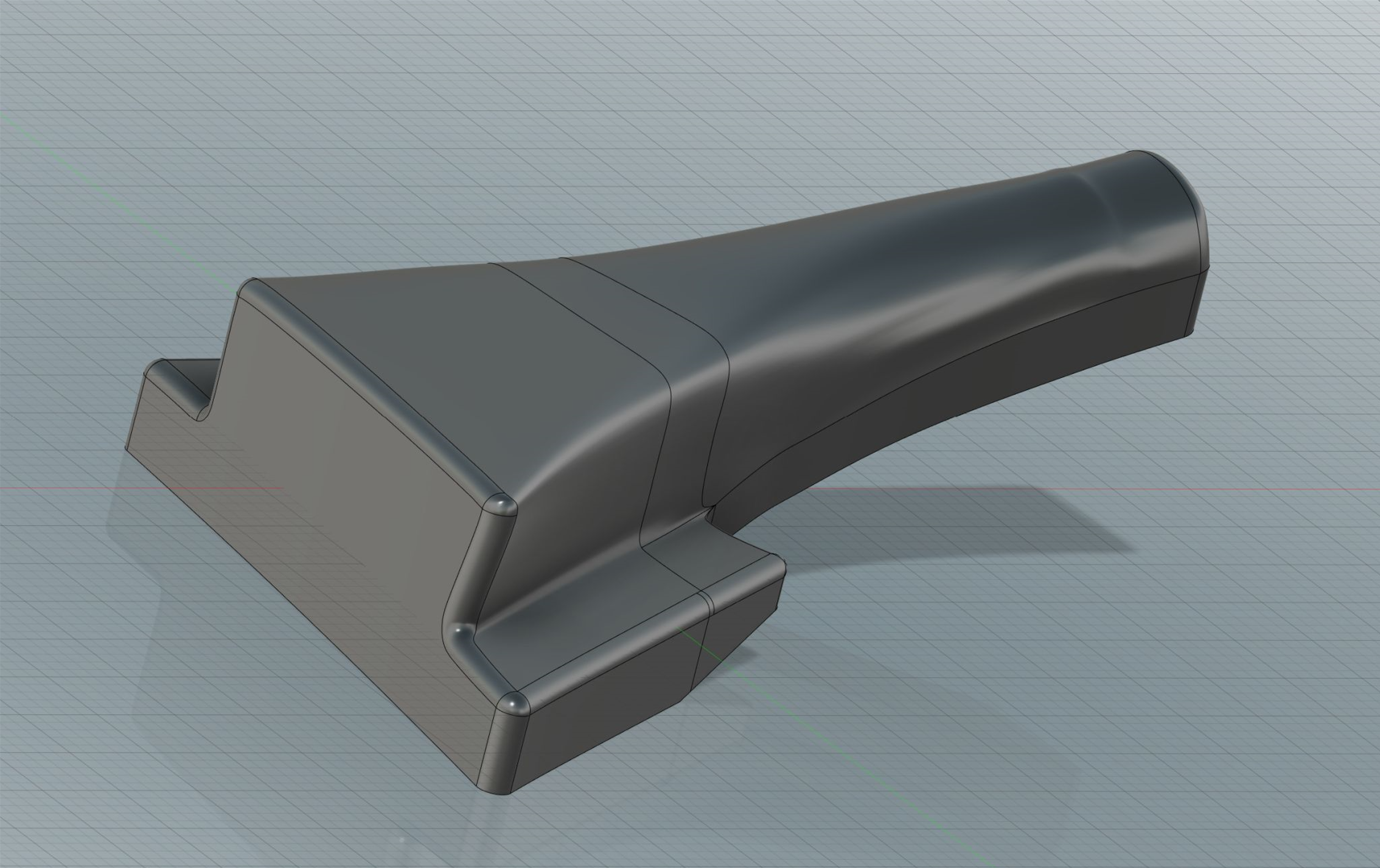  Once I was happy with the surfaces and shape of the part I closed off the surfaces and produced a positive tool to build the mold from.  This allowed me to ensure there were generous radii and plenty of run off on the tool. 