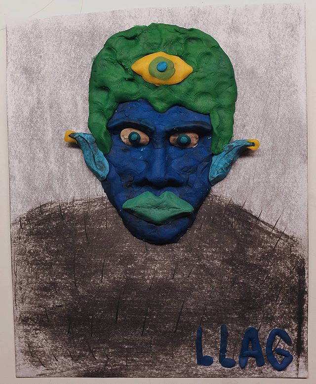 A really great indica will have you feeling like your entire body condensed into a single atom placed right between your eyes.
__
'Head High'
Play Doh and Graphite Self Portrait