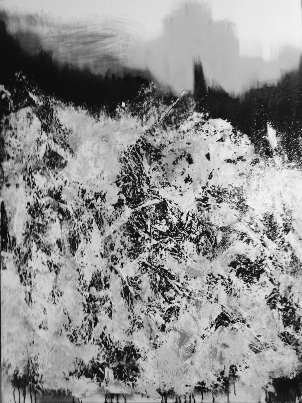 Black and White image of the painting in progress to share with my client who is partially colorblind.