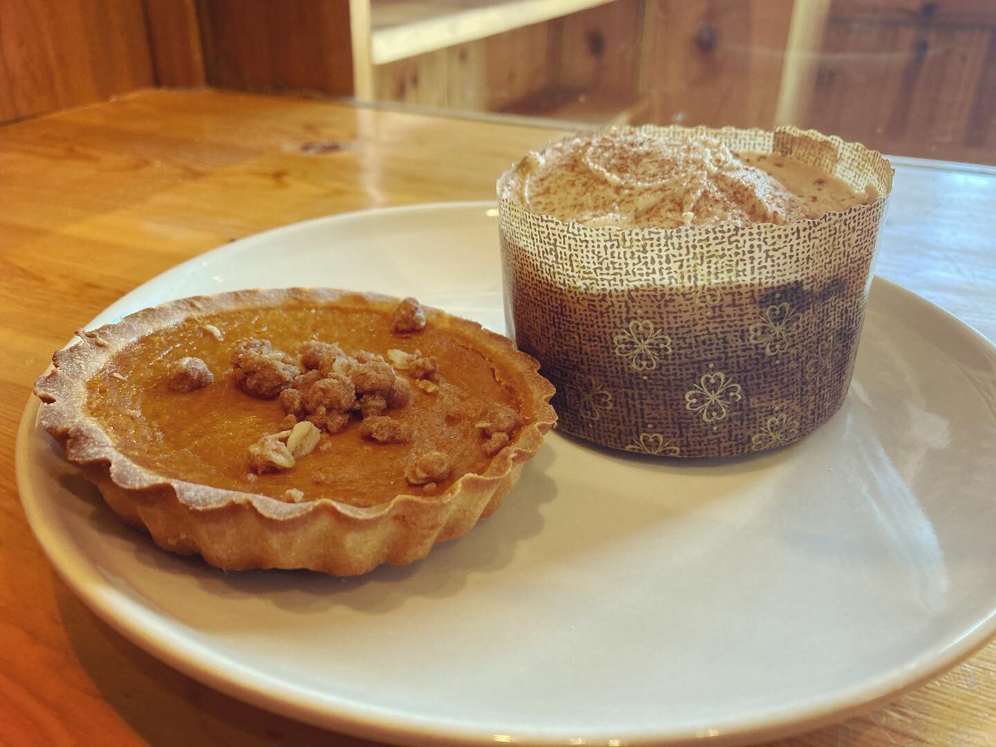 Introducing the dynamic fall duo: Pumpkin Tart and Pumpkin Cake. The tarts are topped with streusel and full of spiced pumpkin delight. The cakes are decked out in brown sugar icing--Carly's secret recipe. Come get yours, and pick up some fresh bread