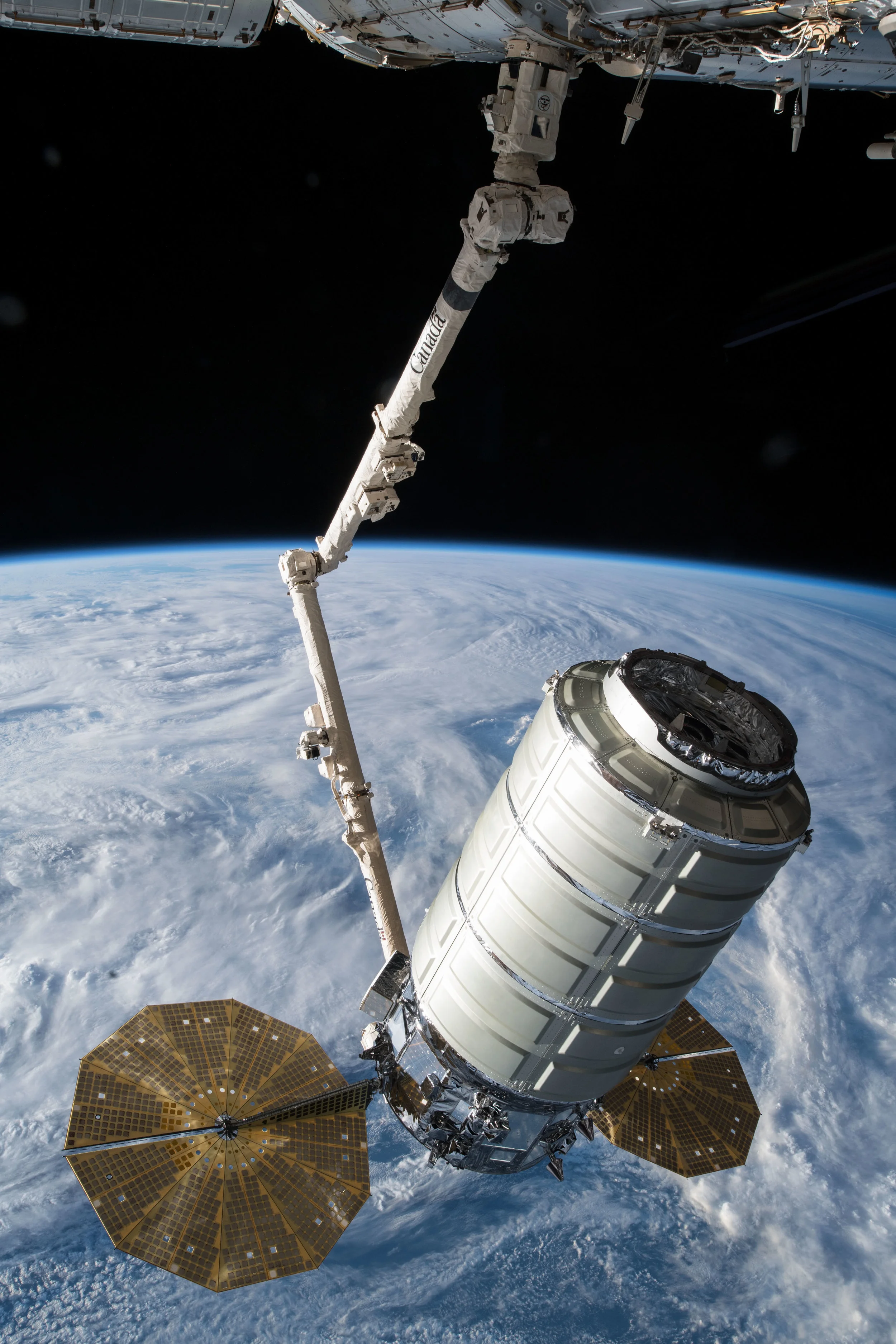 Cygnus 9 attached to the ISS Robotic Arm! 