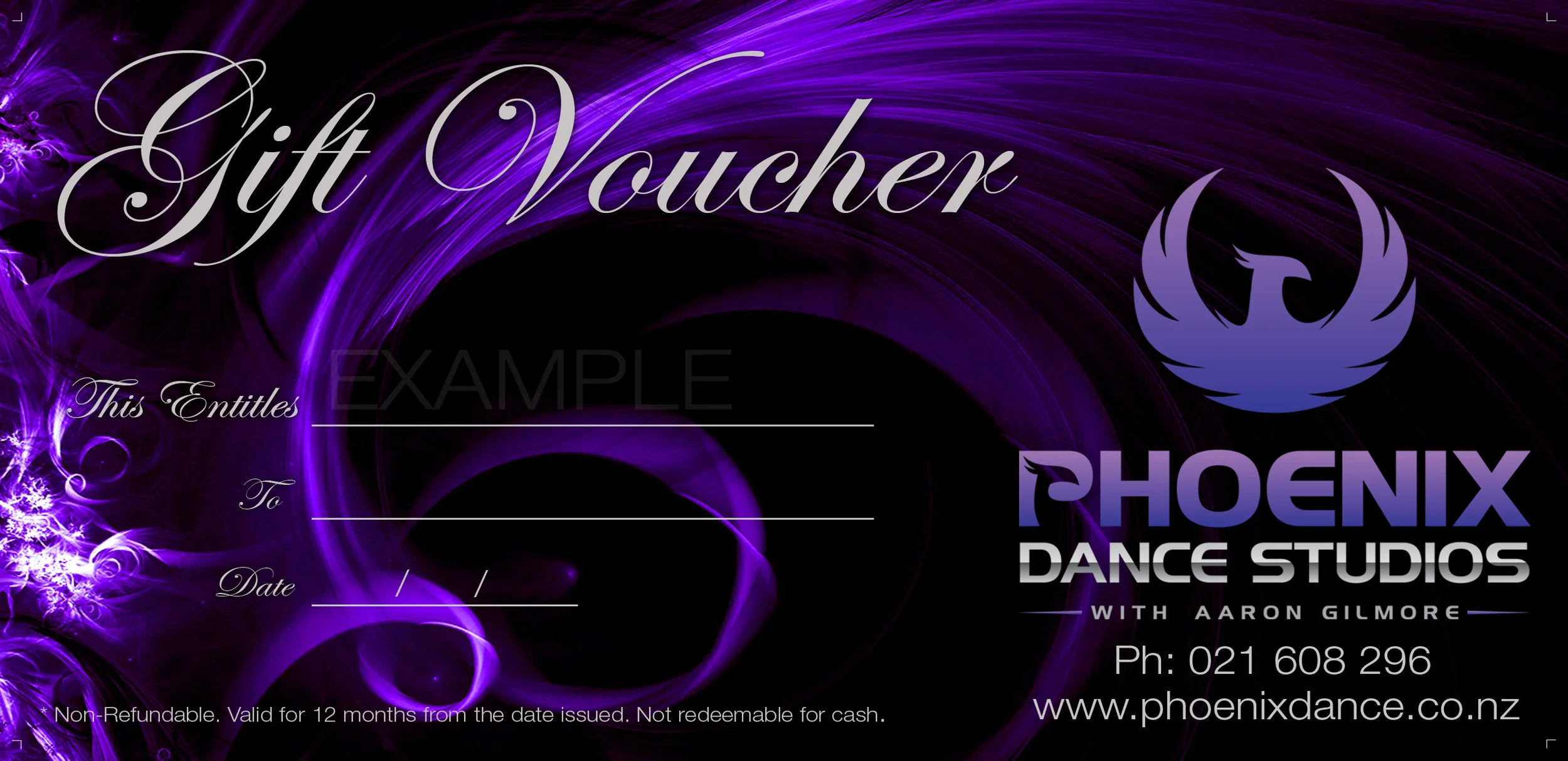Personalise your gift. Classes or Lesson options.