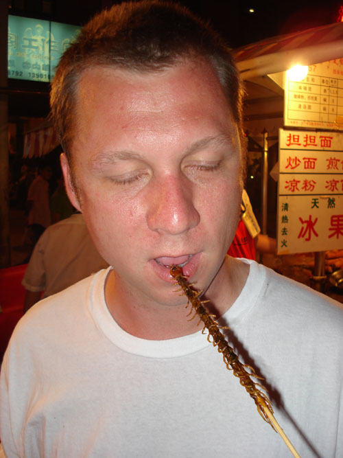 Eating centipede.