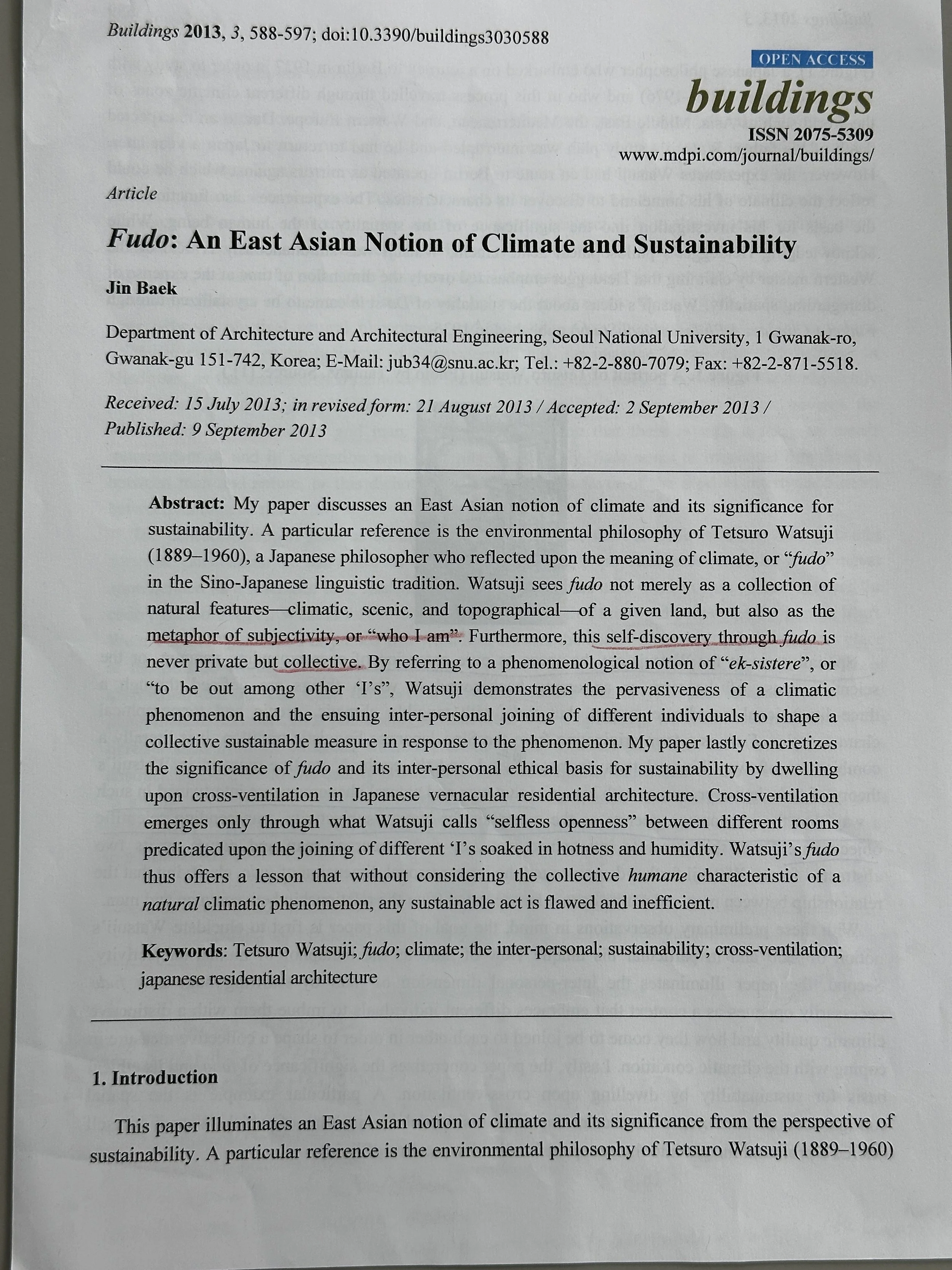 Fudo: An East Asian Notion of Climate and Sustainability
