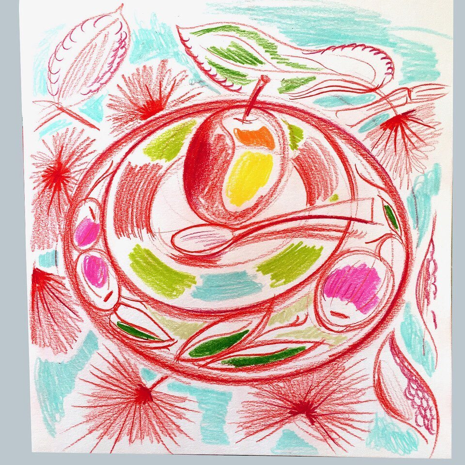 Wonky plates, I know. Didn&rsquo;t try too hard to get them &ldquo;right.&rdquo; Felt good just to grab the #prismacolors &amp; draw at @susanolinsky (&amp; friends&rsquo;) #sketchnight last night on Zoom.

I always love seeing what everyone else bri