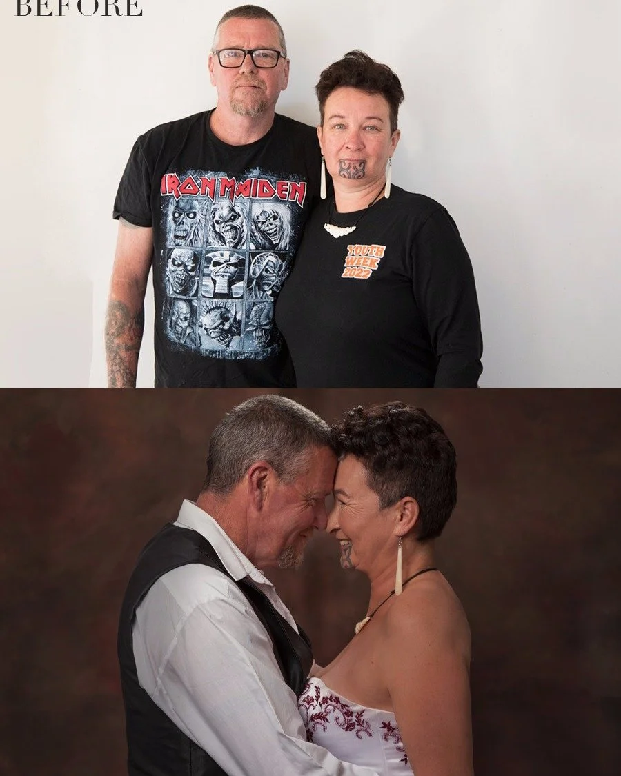 SNEAK PEEK

What do you do when a loved one gives you an amazing gift voucher for a photoshoot? You make the most of it, of course!

Meet Jeannie and Phil. Jeannie had just got her moko kauae, and they were celebrating their 10th wedding anniversary.