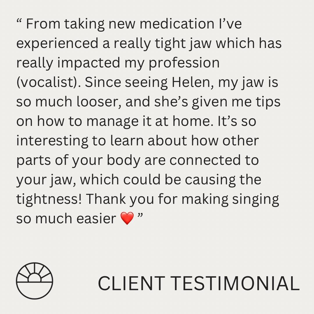 ** Testimonial Tuesday **

One profession that really does need a soft, open and relaxed jaw is a vocalist! Over the past 16 years I have treated many professional amazingly talented singers including opera singers, vocalists and musicians from all o
