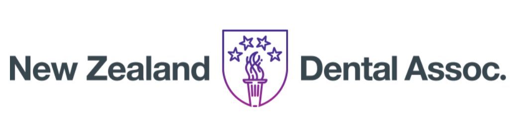 Logo of the New Zealand Dental Association featuring a stylized tooth with a torch and stars.