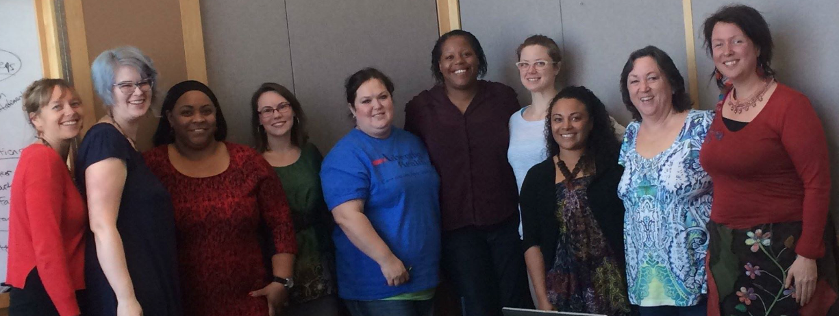 (l-r) Heather Meyer (communications), Raeben Nolan (President), Kimberly Porter (Diverse Communities), Courtney Everson (Vice Pres), Krystal Stanley (Treasurer), Leticia West (Membership), Tricia Merrit (Member-At-Large), Tierra Salmon (Secretary), Deb Catlin (Education), Jesse Remer (Policy/Advocacy)