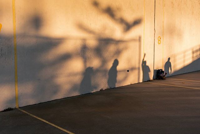 Shadows of handball players on the famous courts of Brighton Beach, New York (also nicknamed Mekka of handball).